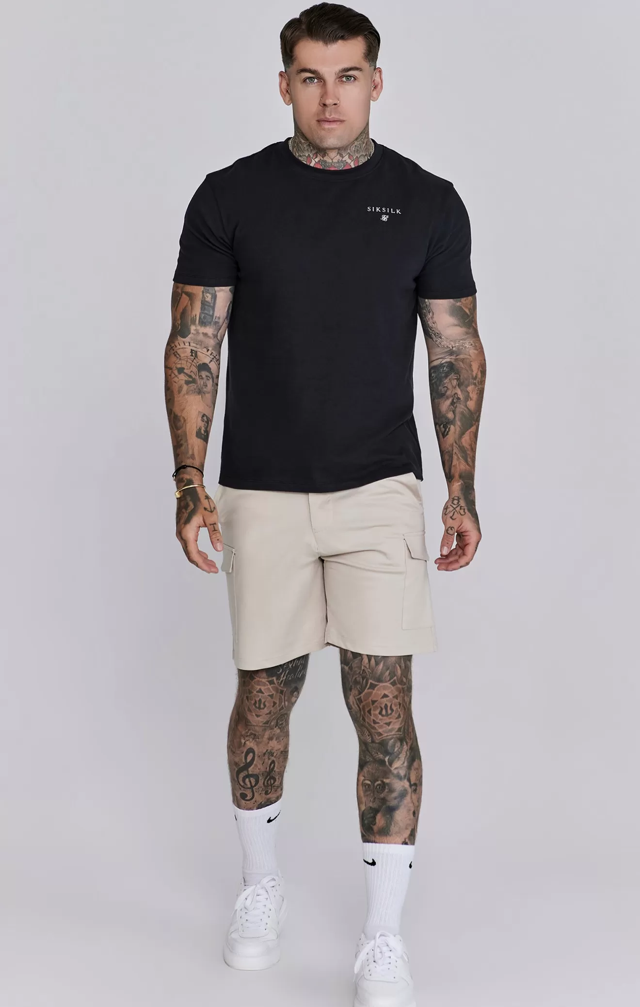 SikSilk Shorts^Beige Cargo Shorts