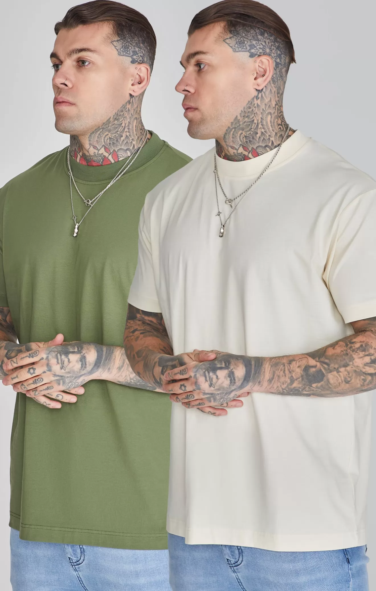 SikSilk T-Shirts^Beige Khaki Pack of 2 T-Shirts