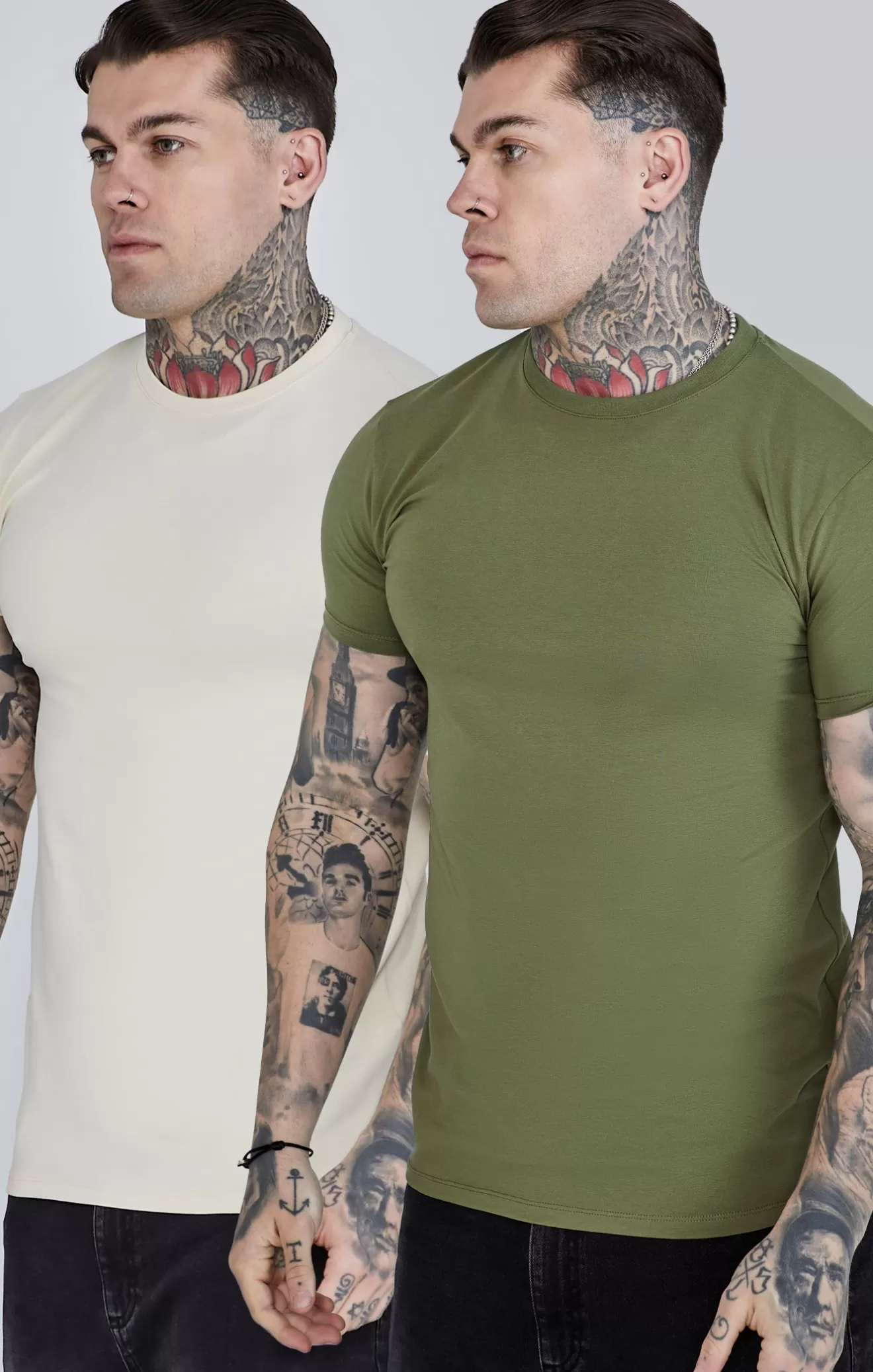 SikSilk T-Shirts^Beige Khaki Pack of 2 T-Shirts