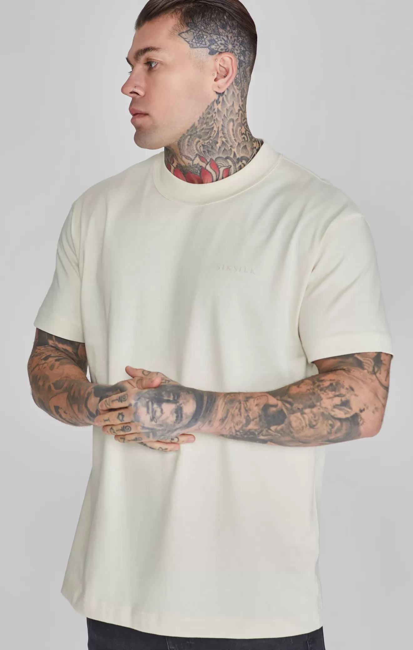 SikSilk T-Shirts^Beige Oversized T-Shirt