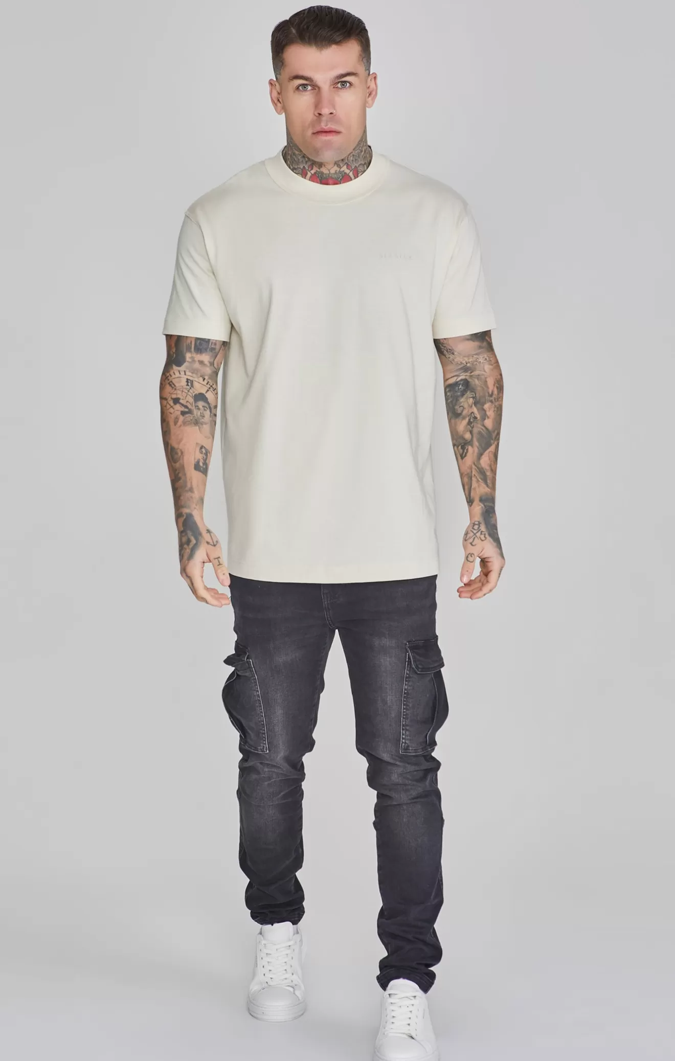 SikSilk T-Shirts^Beige Oversized T-Shirt