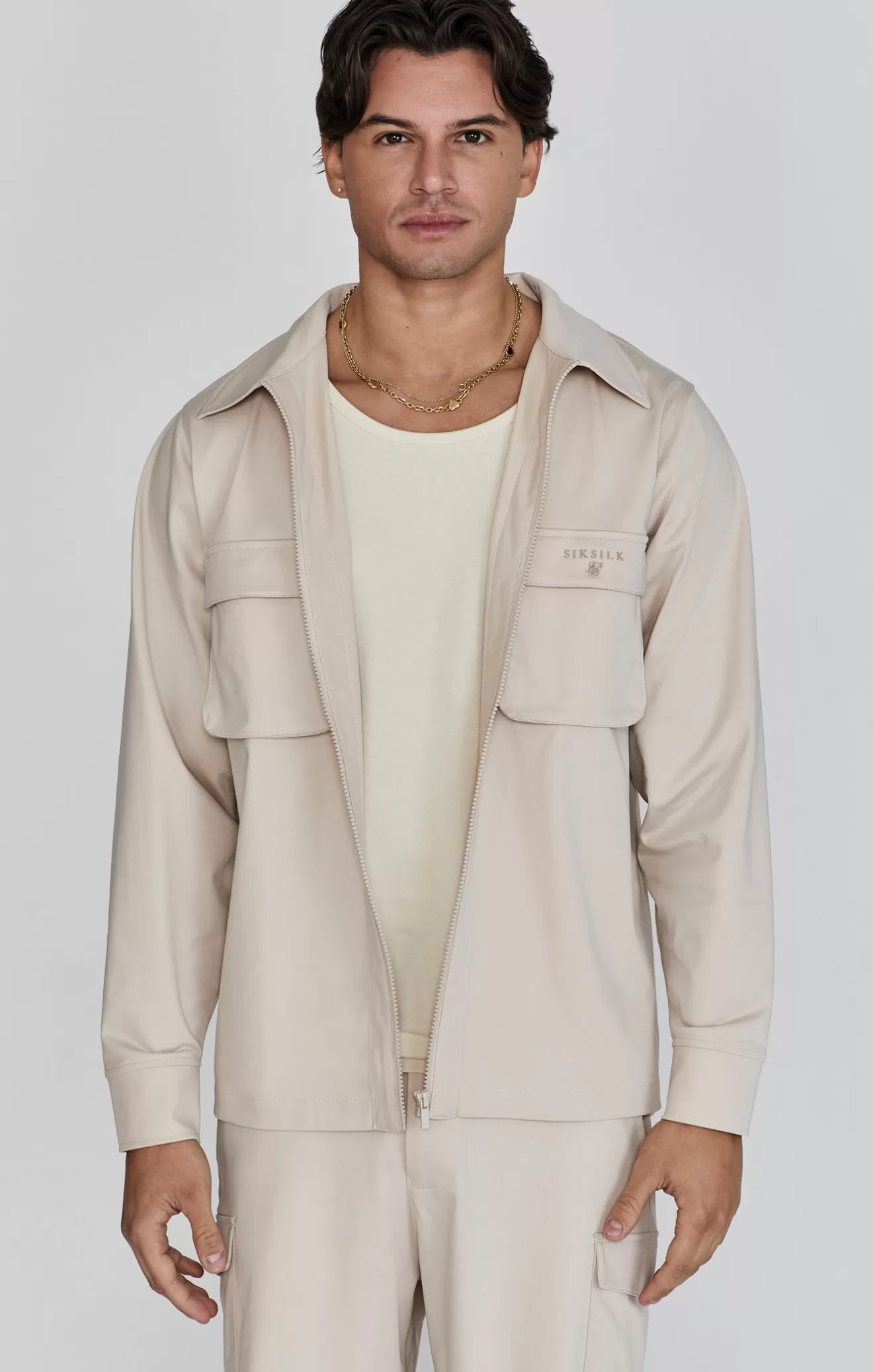 SikSilk Jackets^Beige Smart Utility Jacket