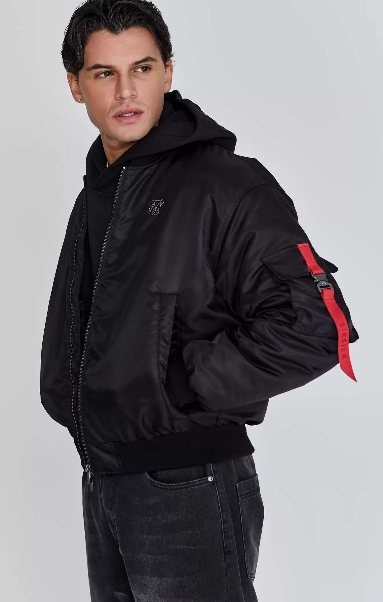 SikSilk Jackets^Black Bomber Jacket