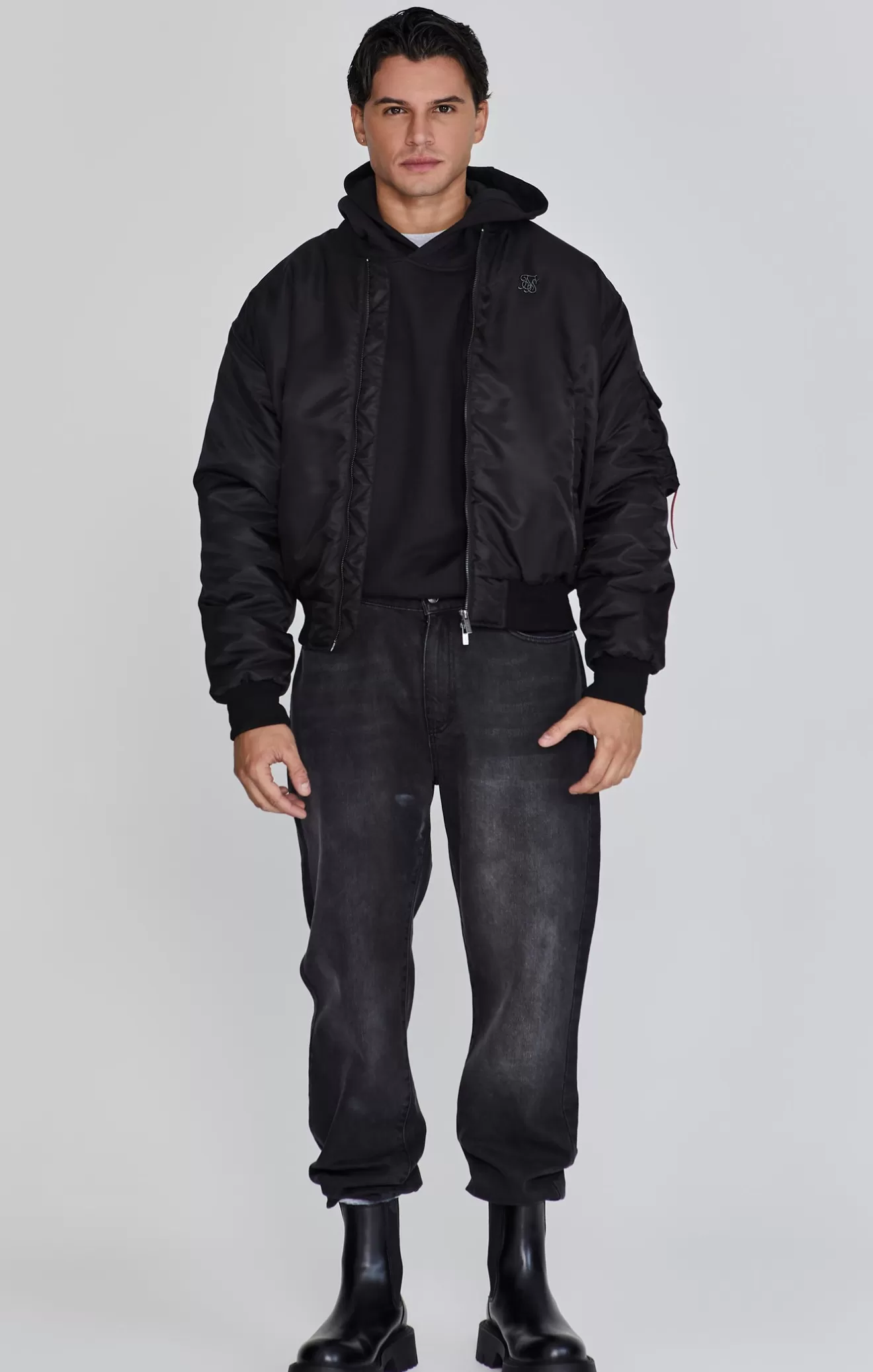 SikSilk Jackets^Black Bomber Jacket