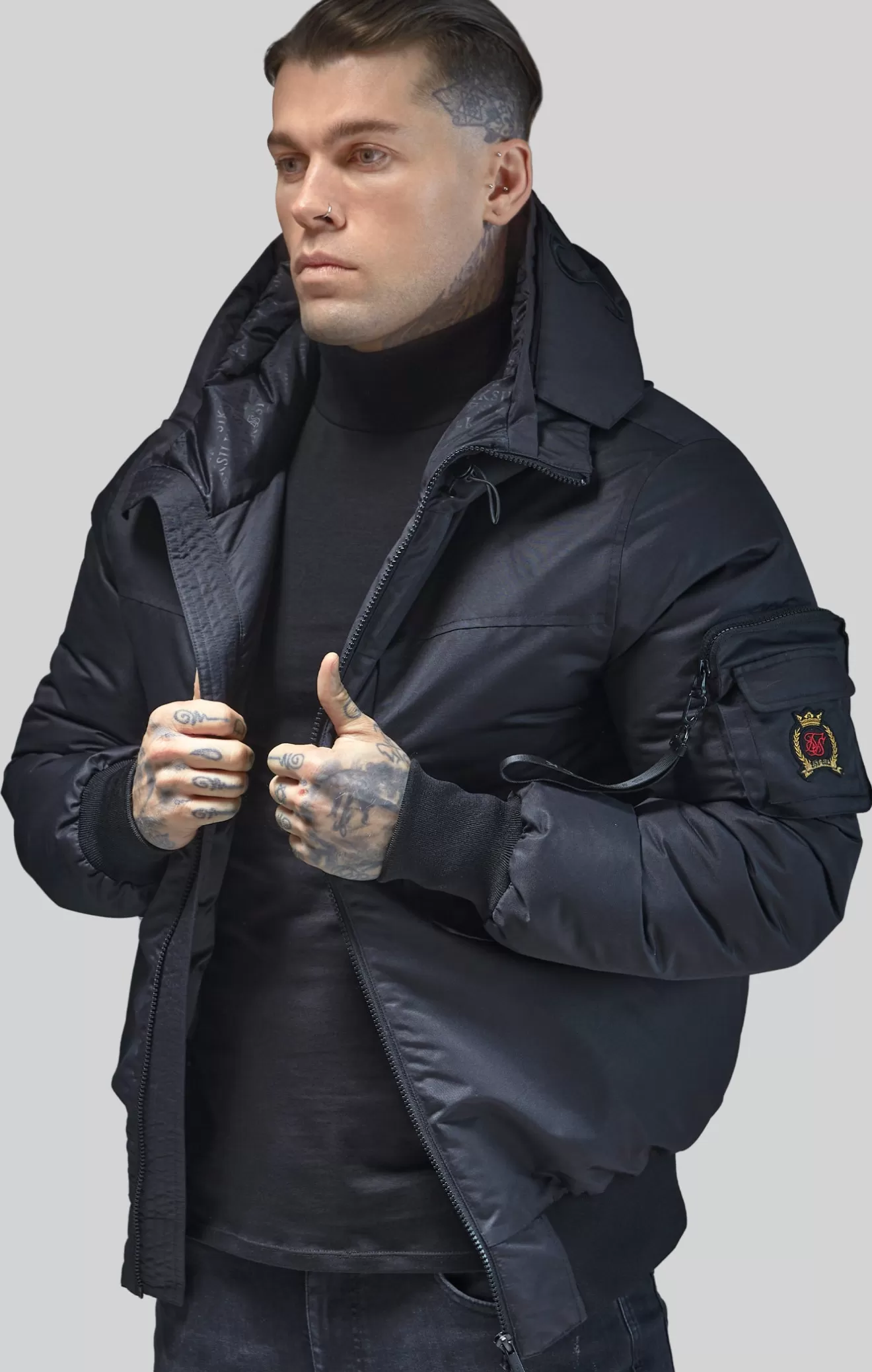 SikSilk Jackets^Black Bomber Jacket