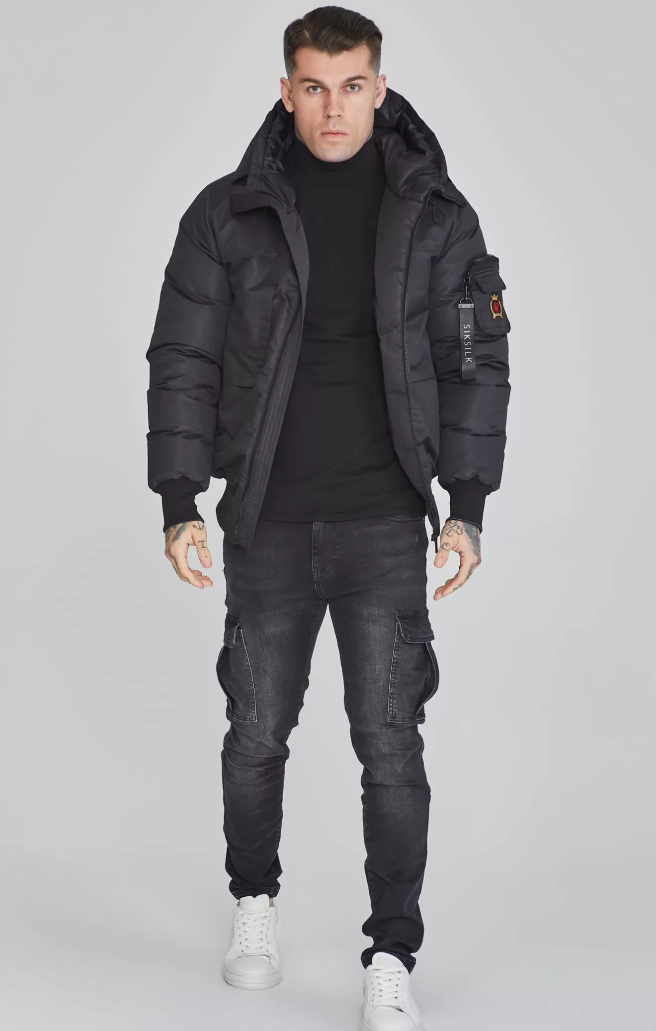 SikSilk Jackets^Black Bomber Jacket