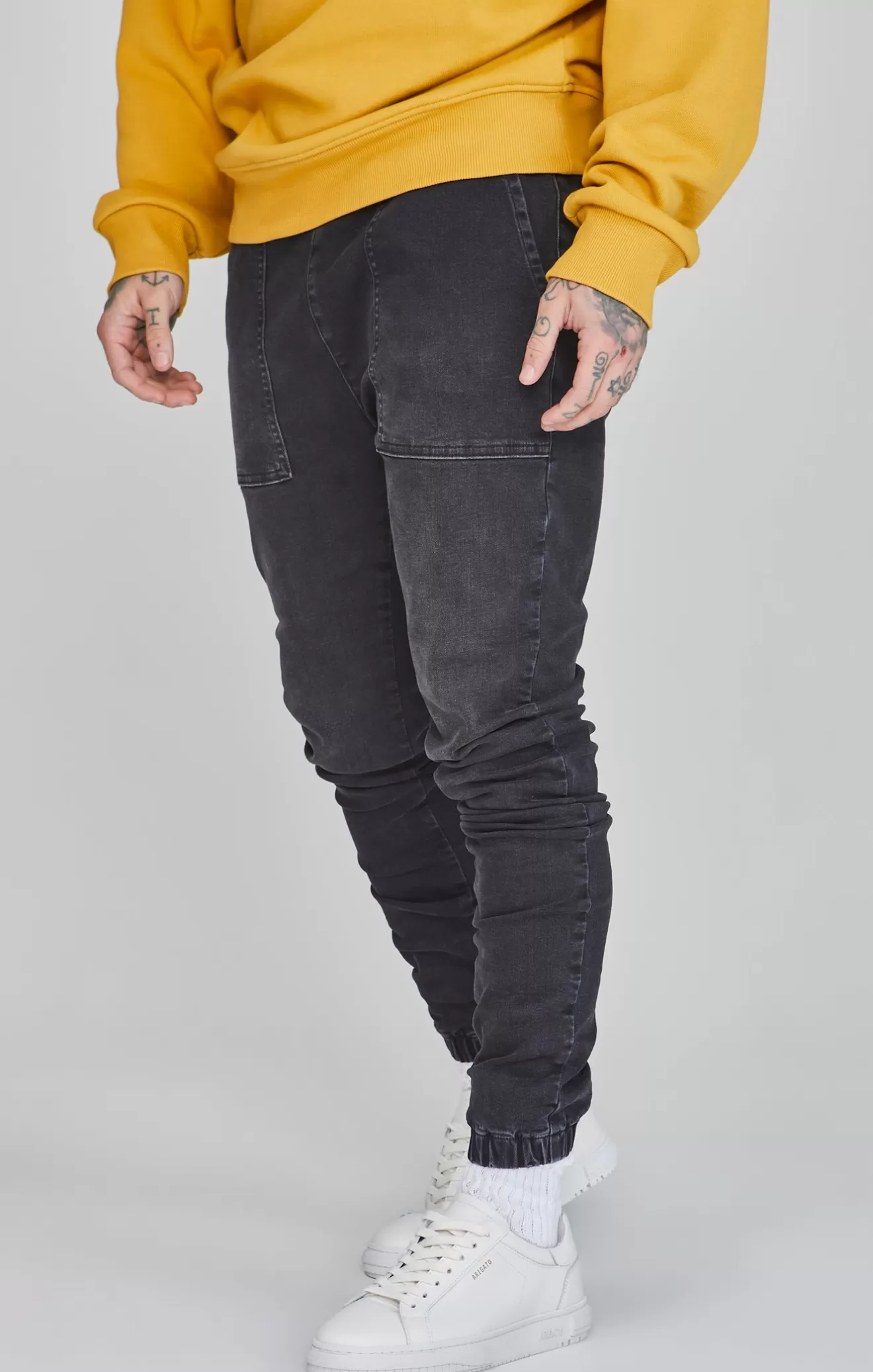SikSilk Joggers^Black Denim Joggers