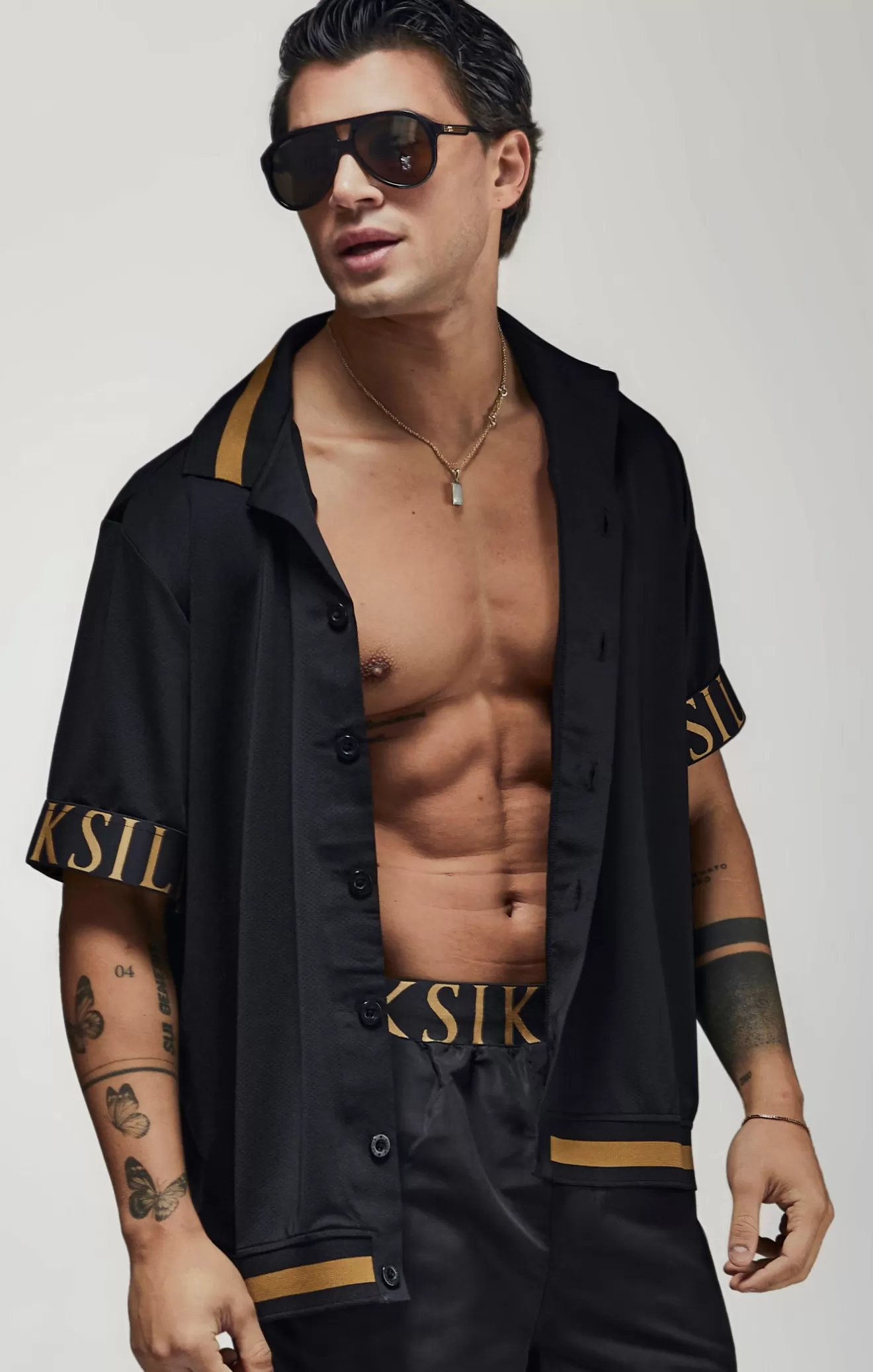 SikSilk Shirts^Black Dynamic Bowling Shirt