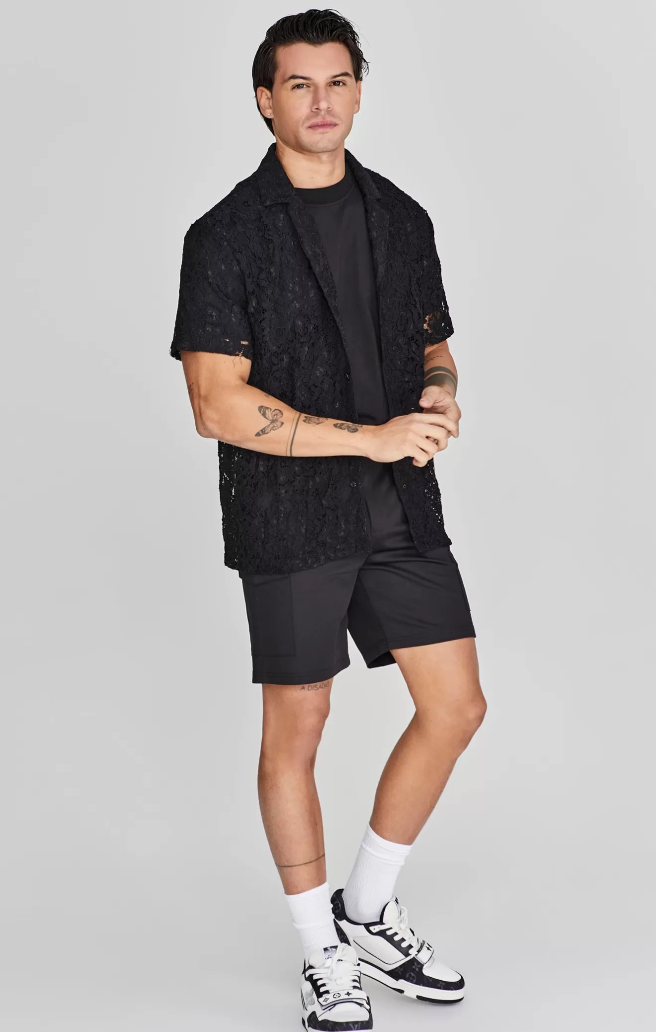 SikSilk Shirts^Black Lace Resort Shirt