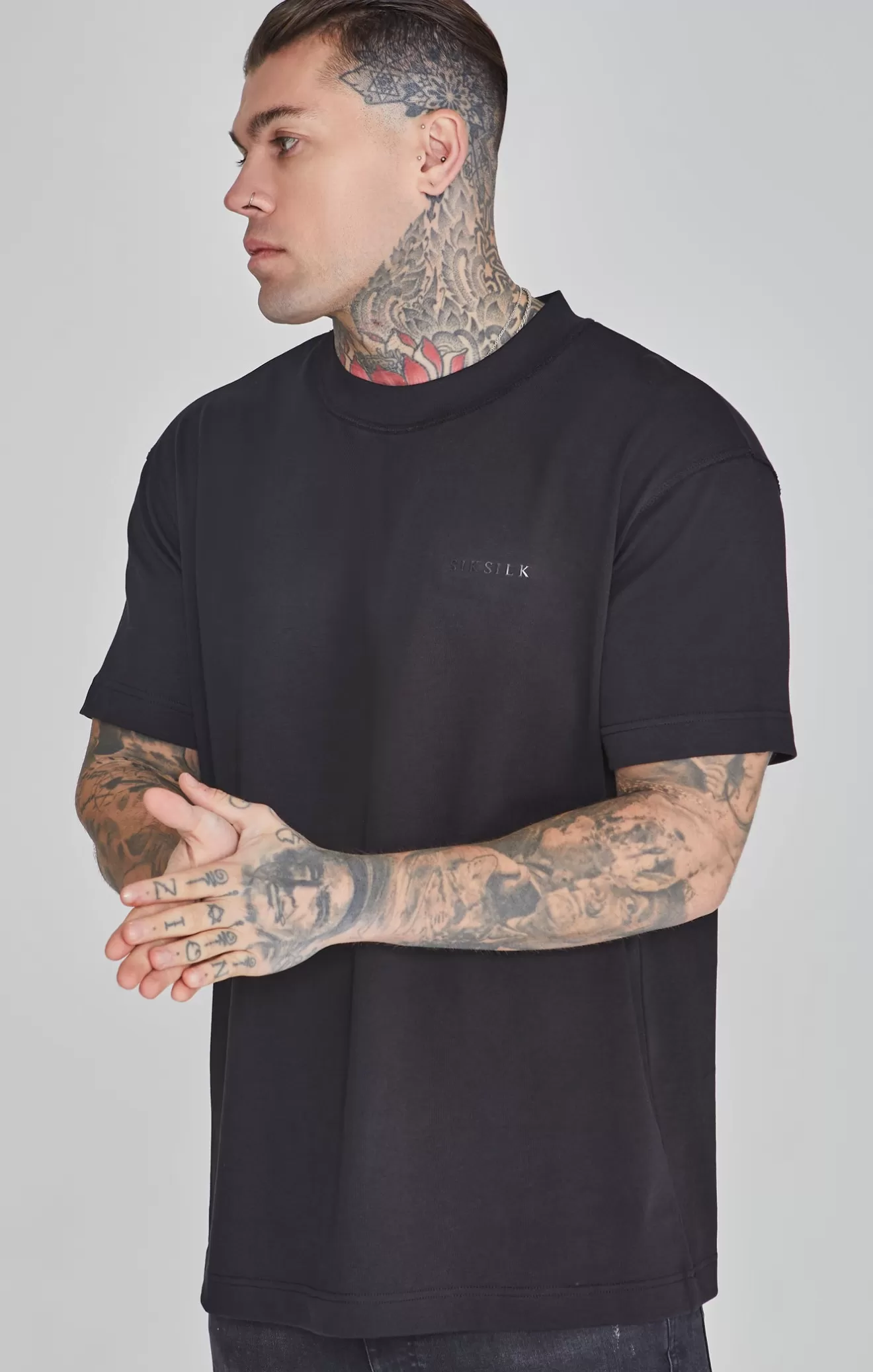 SikSilk T-Shirts^Black Oversized T-Shirt