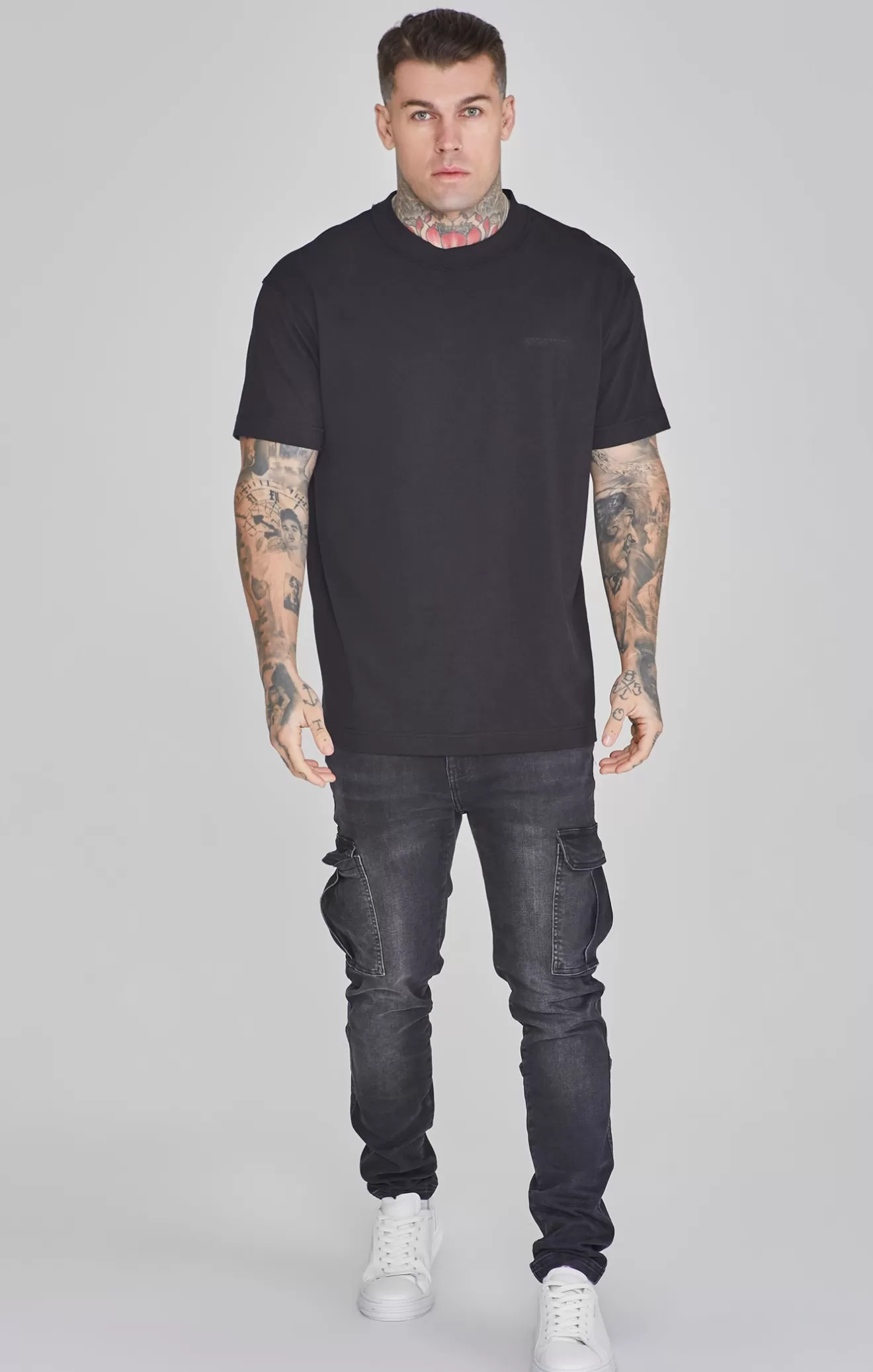 SikSilk T-Shirts^Black Oversized T-Shirt