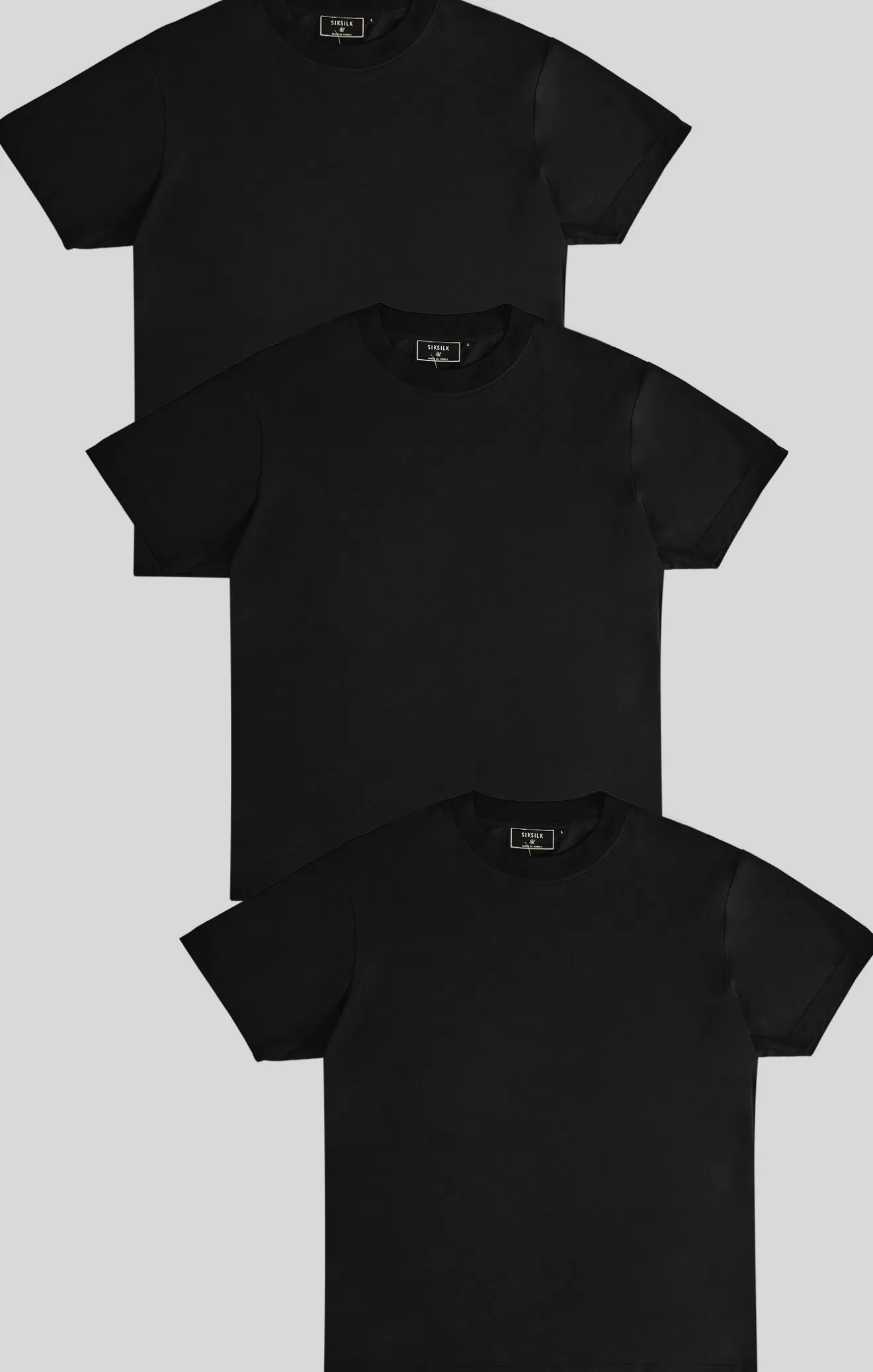 SikSilk T-Shirts^Black Pack of 3 T-Shirts