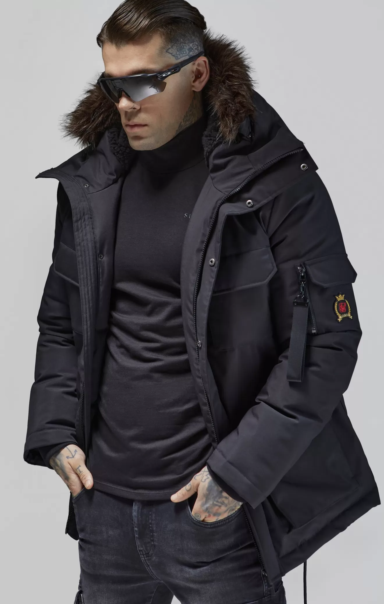 SikSilk Jackets^Black Parka