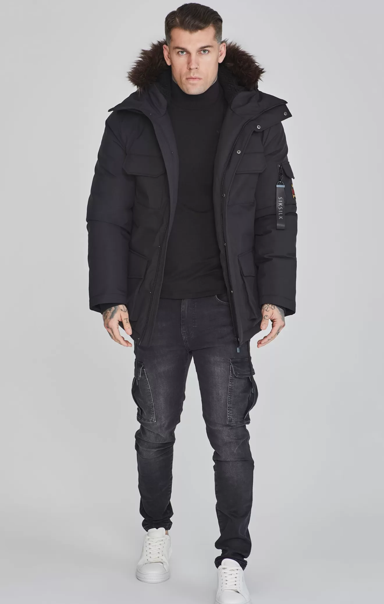 SikSilk Jackets^Black Parka