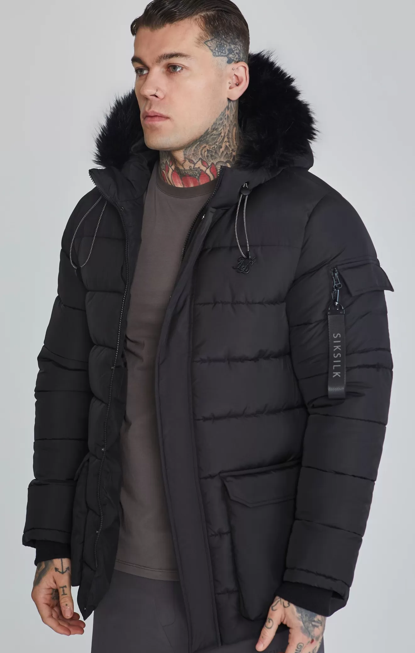SikSilk Jackets^Black Parka
