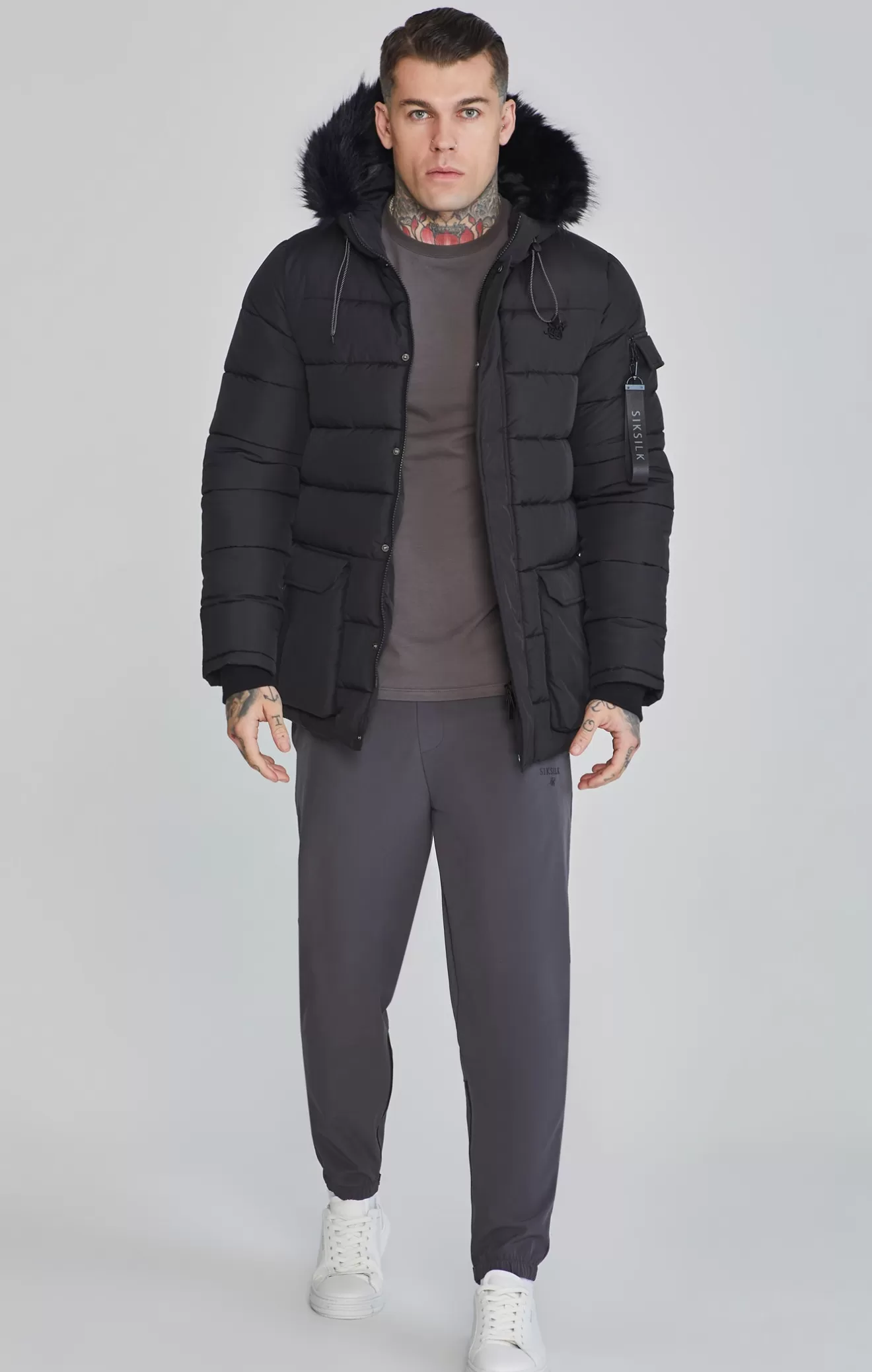 SikSilk Jackets^Black Parka