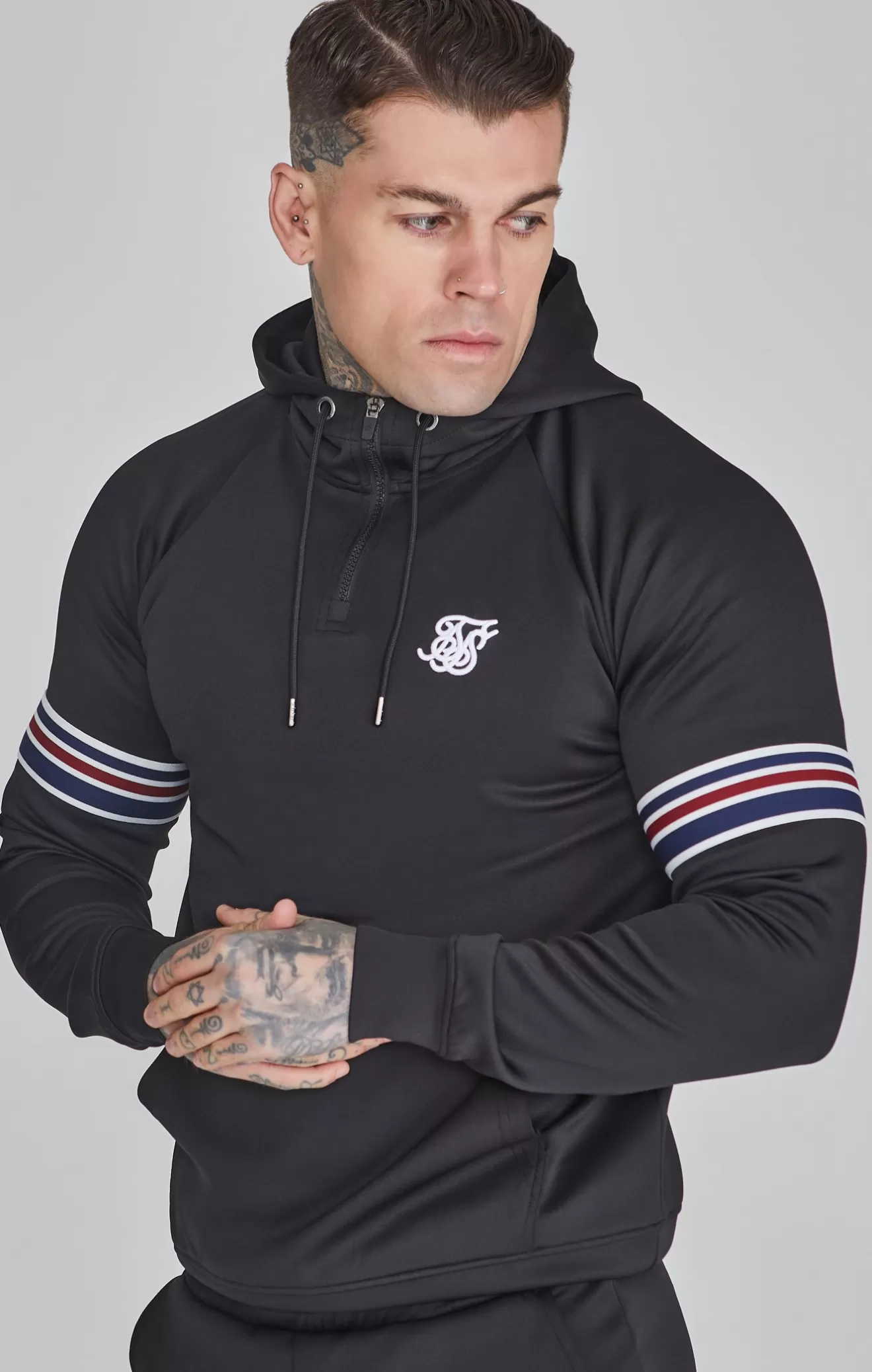 SikSilk Hoodies^Black Quarter Zip Hoodie