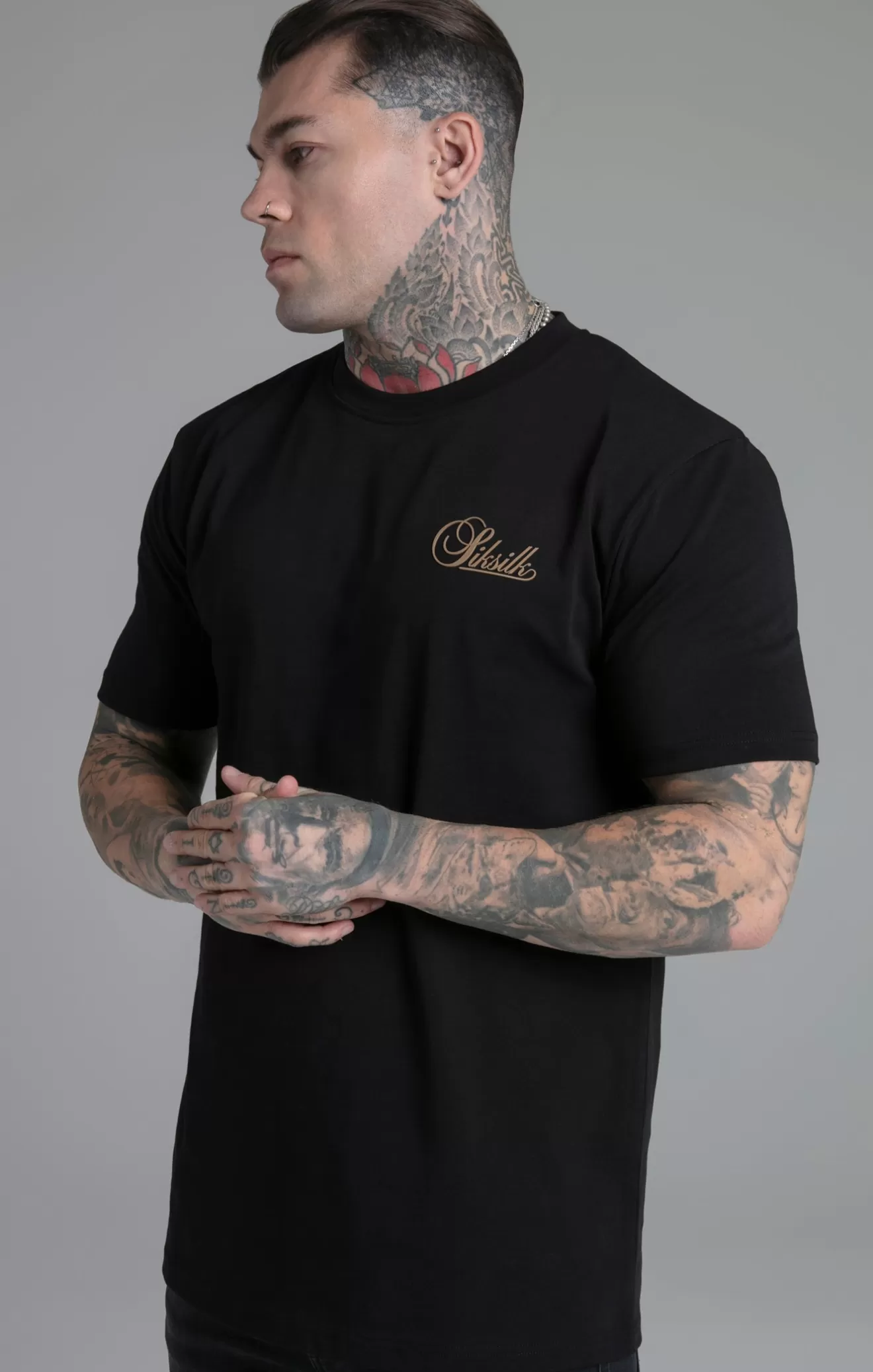 SikSilk T-Shirts^Black Relaxed Fit T-Shirt