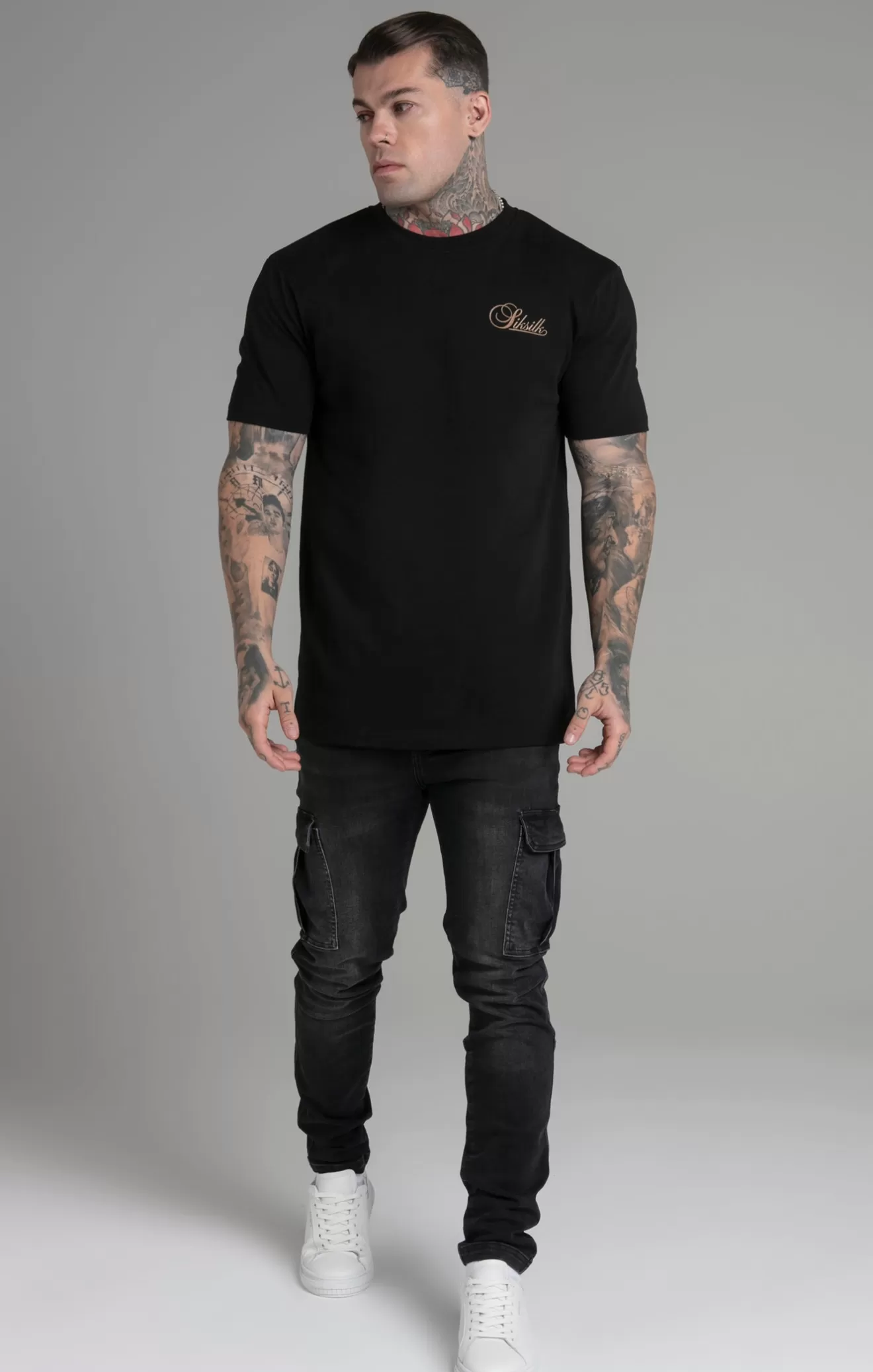 SikSilk T-Shirts^Black Relaxed Fit T-Shirt