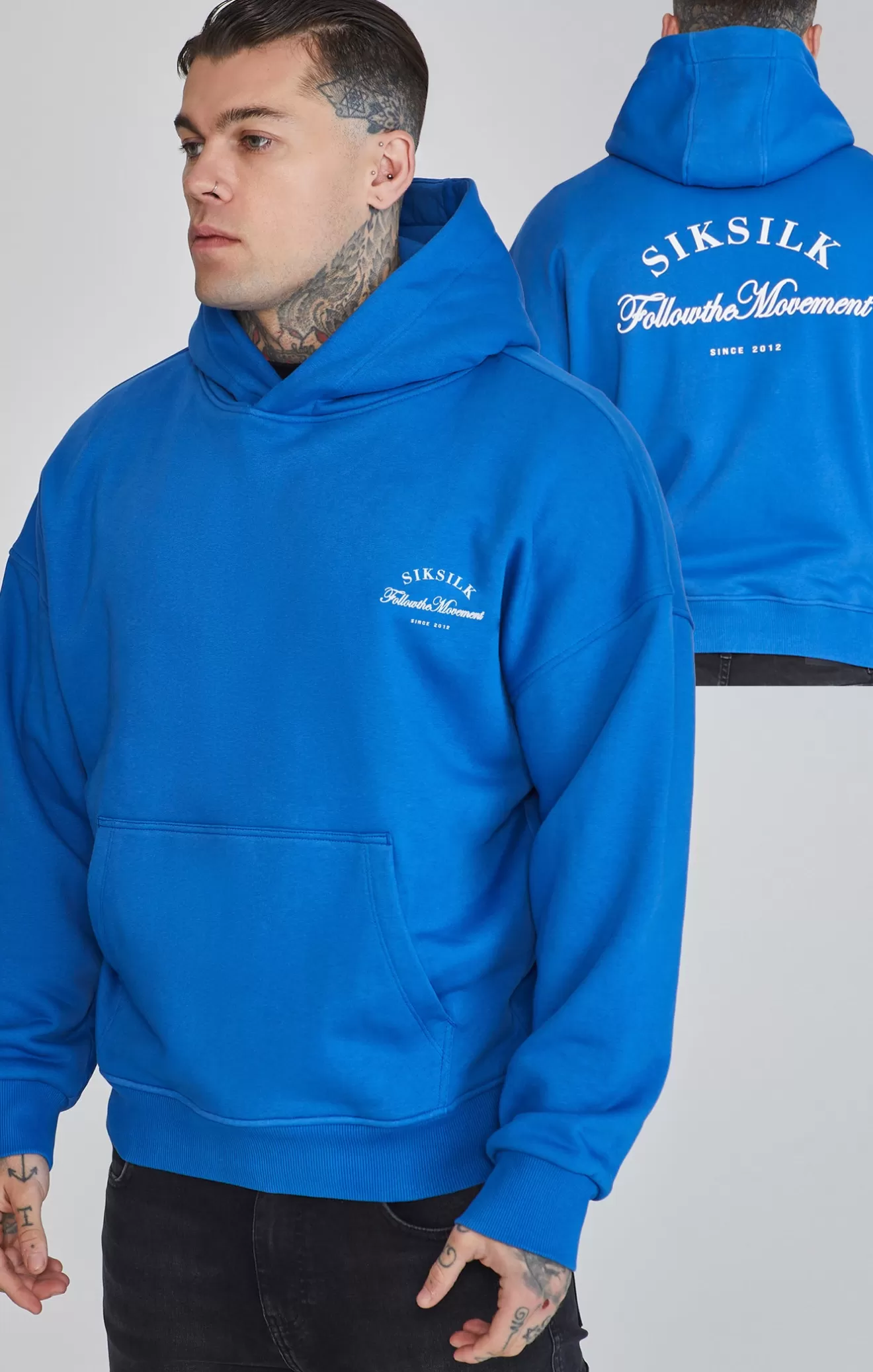 SikSilk Hoodies^Blue Graphic Hoodie