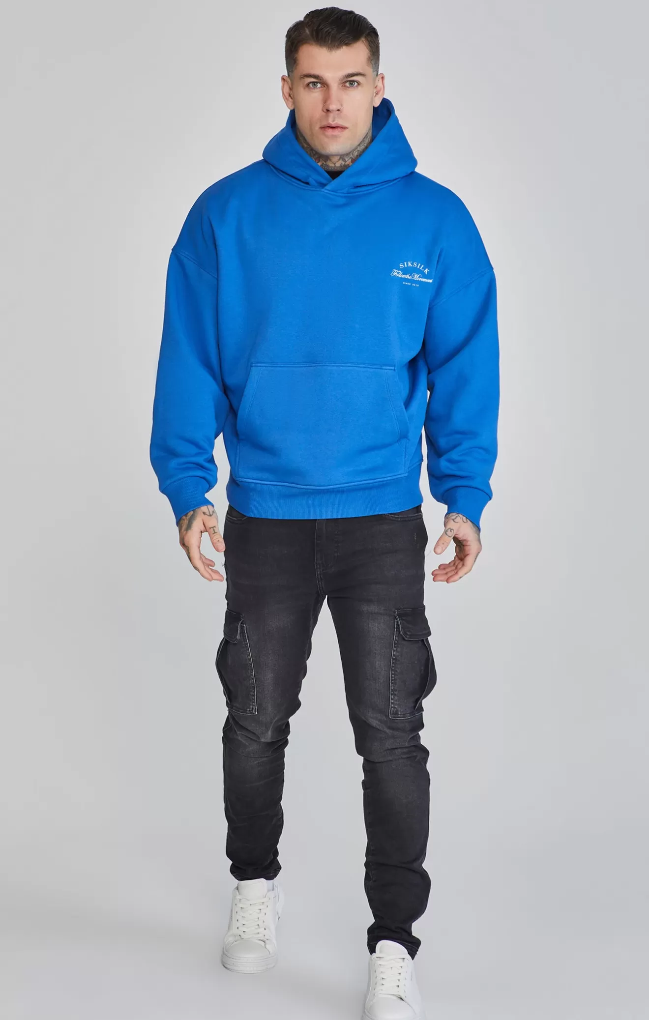 SikSilk Hoodies^Blue Graphic Hoodie