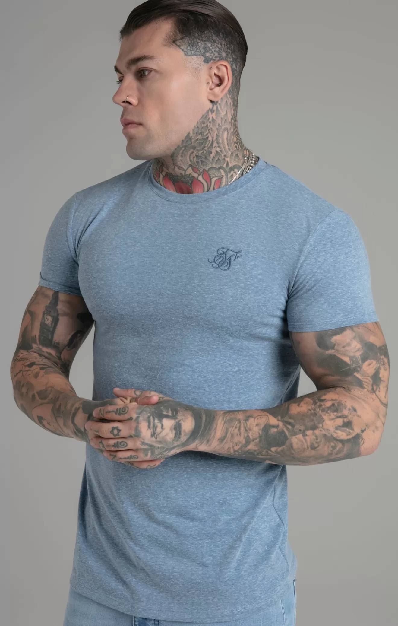 SikSilk T-Shirts^Blue Marl T-Shirt