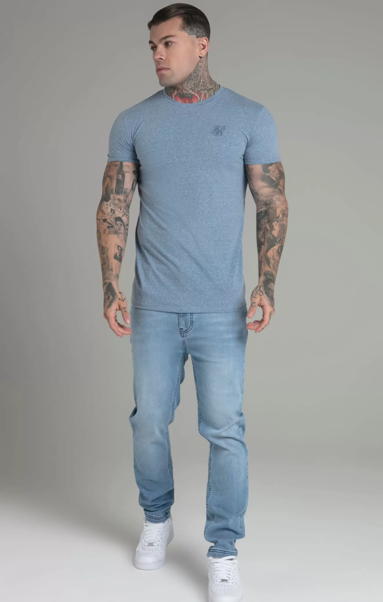 SikSilk T-Shirts^Blue Marl T-Shirt