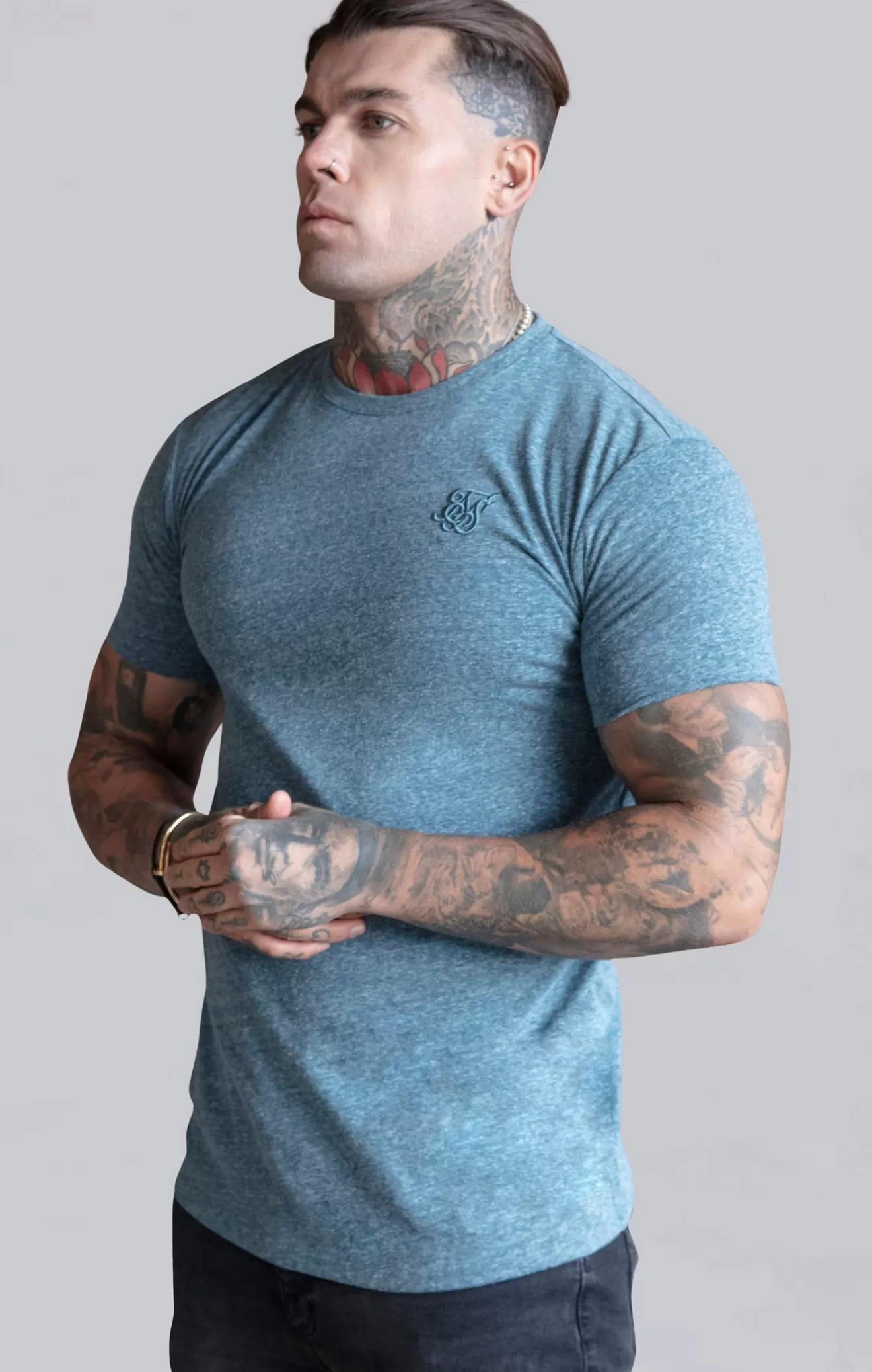 SikSilk T-Shirts^Blue Marl T-Shirt