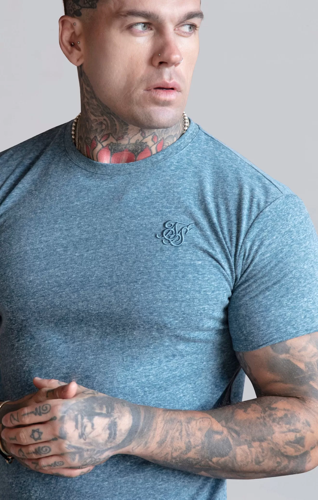 SikSilk T-Shirts^Blue Marl T-Shirt