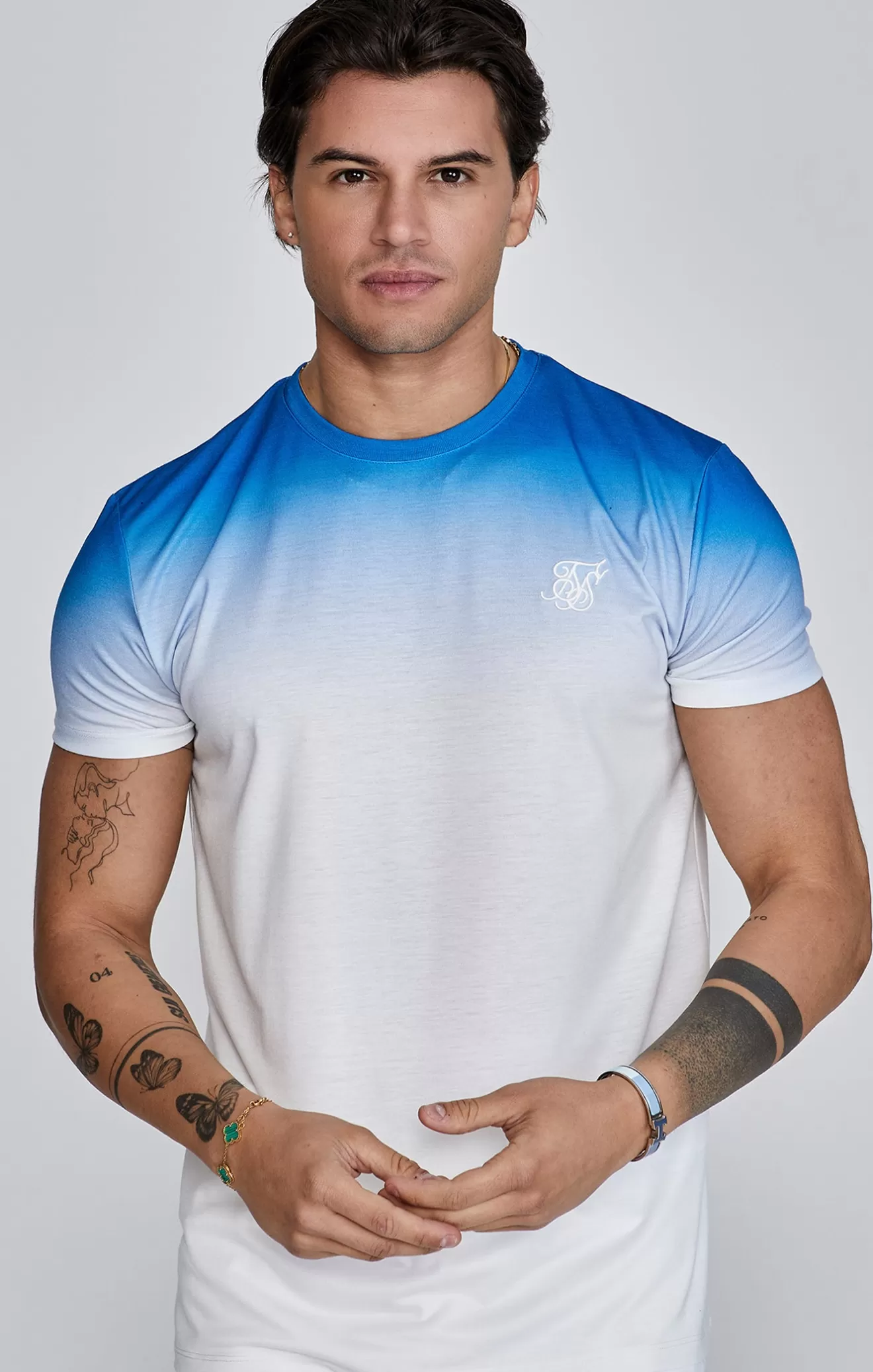 SikSilk T-Shirts^Blue White Fade T-Shirt