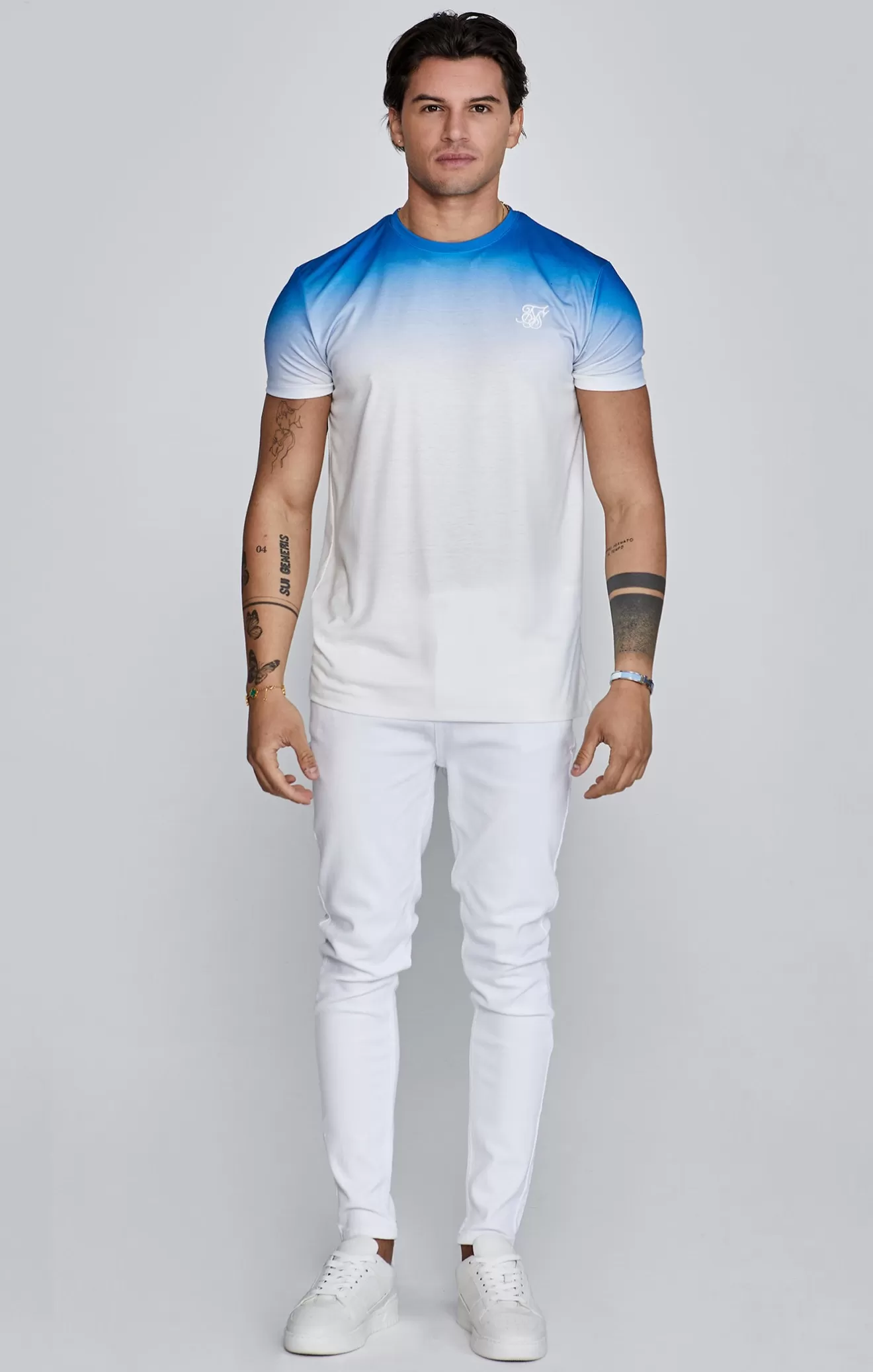 SikSilk T-Shirts^Blue White Fade T-Shirt
