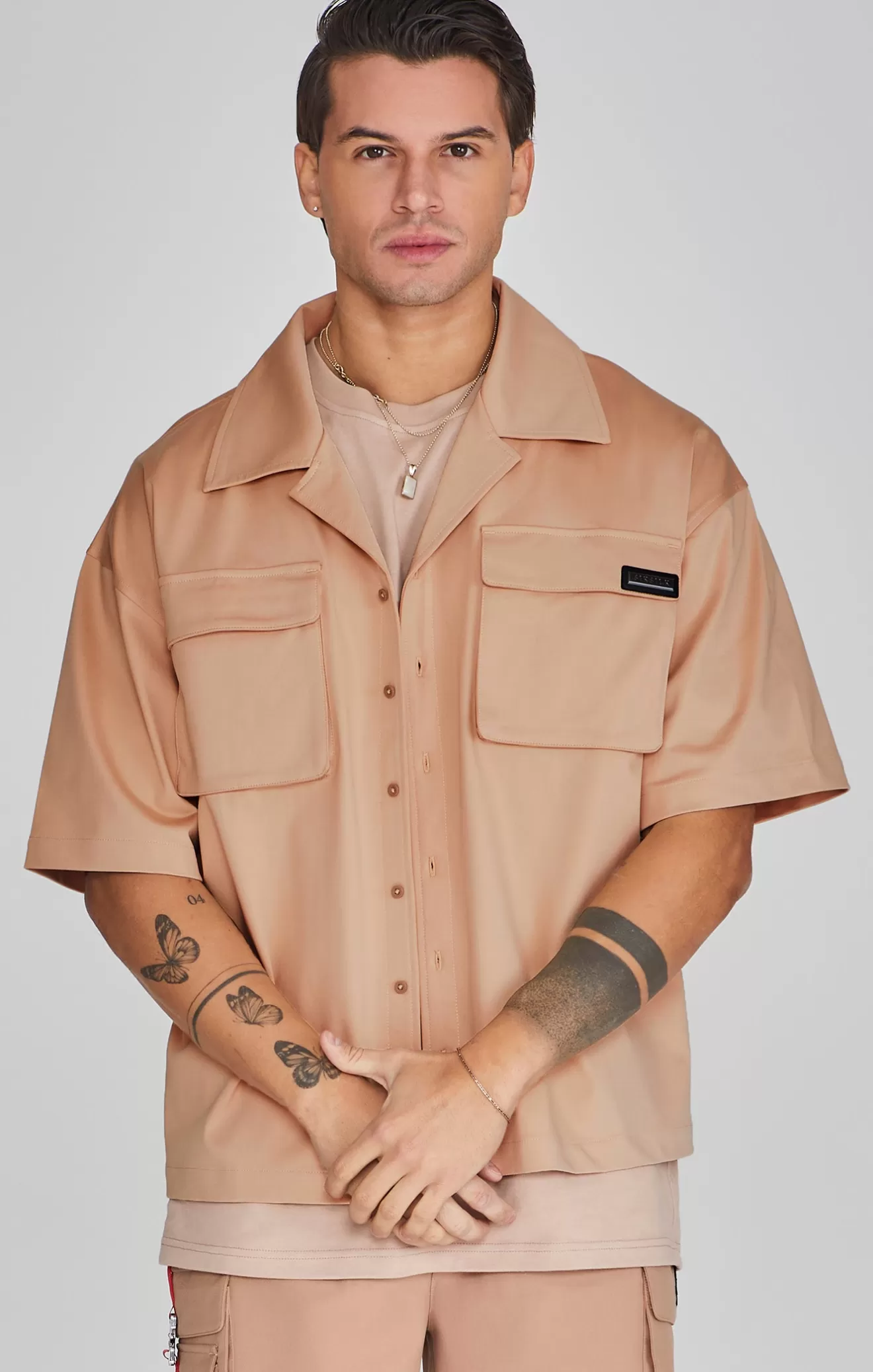 SikSilk Shirts^Brown Flight Utility Shirt