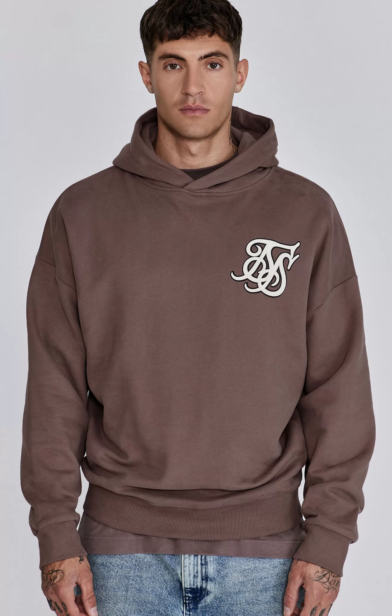 SikSilk Hoodies^Brown Graphic Hoodie