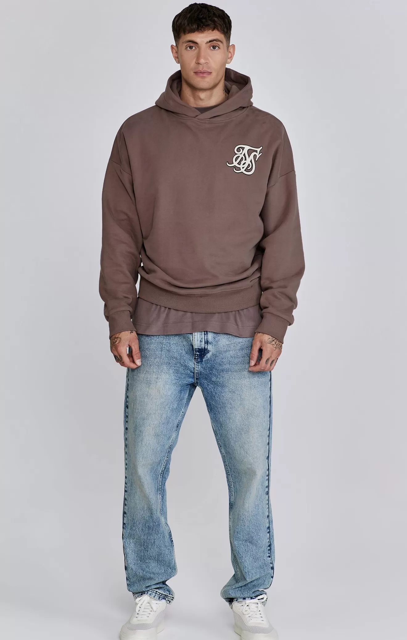 SikSilk Hoodies^Brown Graphic Hoodie