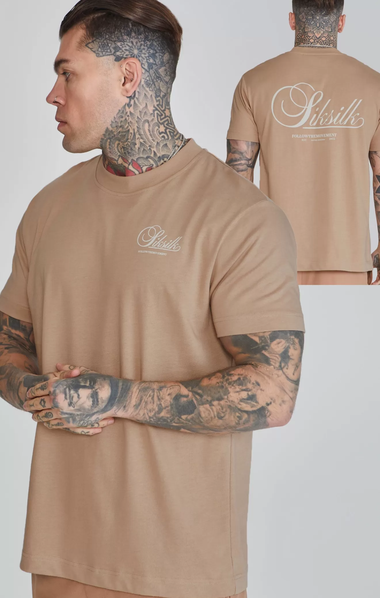 SikSilk T-Shirts^Brown Graphic T-Shirt
