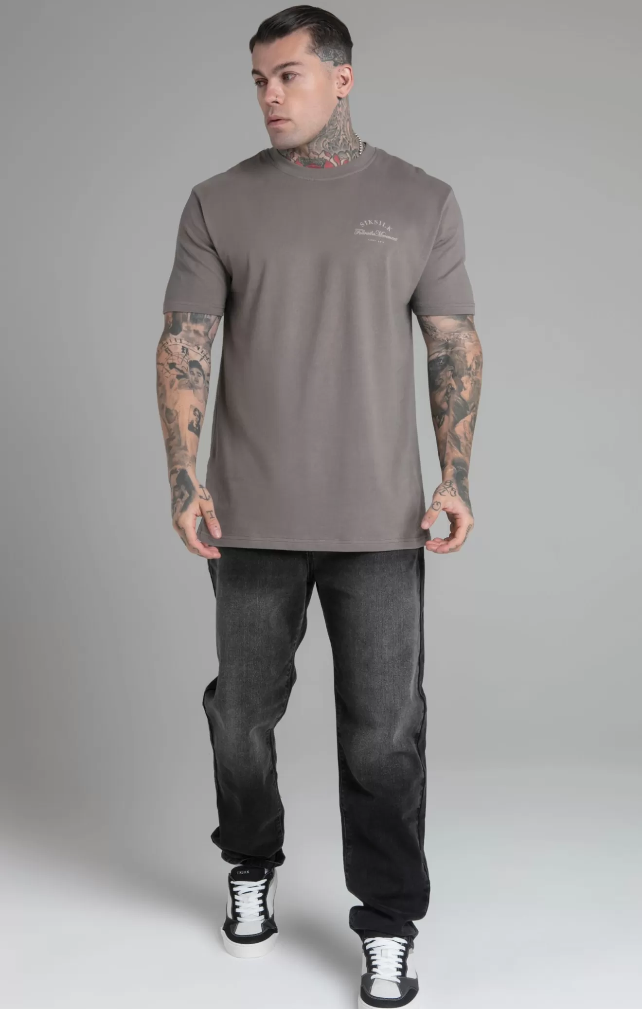 SikSilk T-Shirts^Brown Relaxed Fit T-Shirt