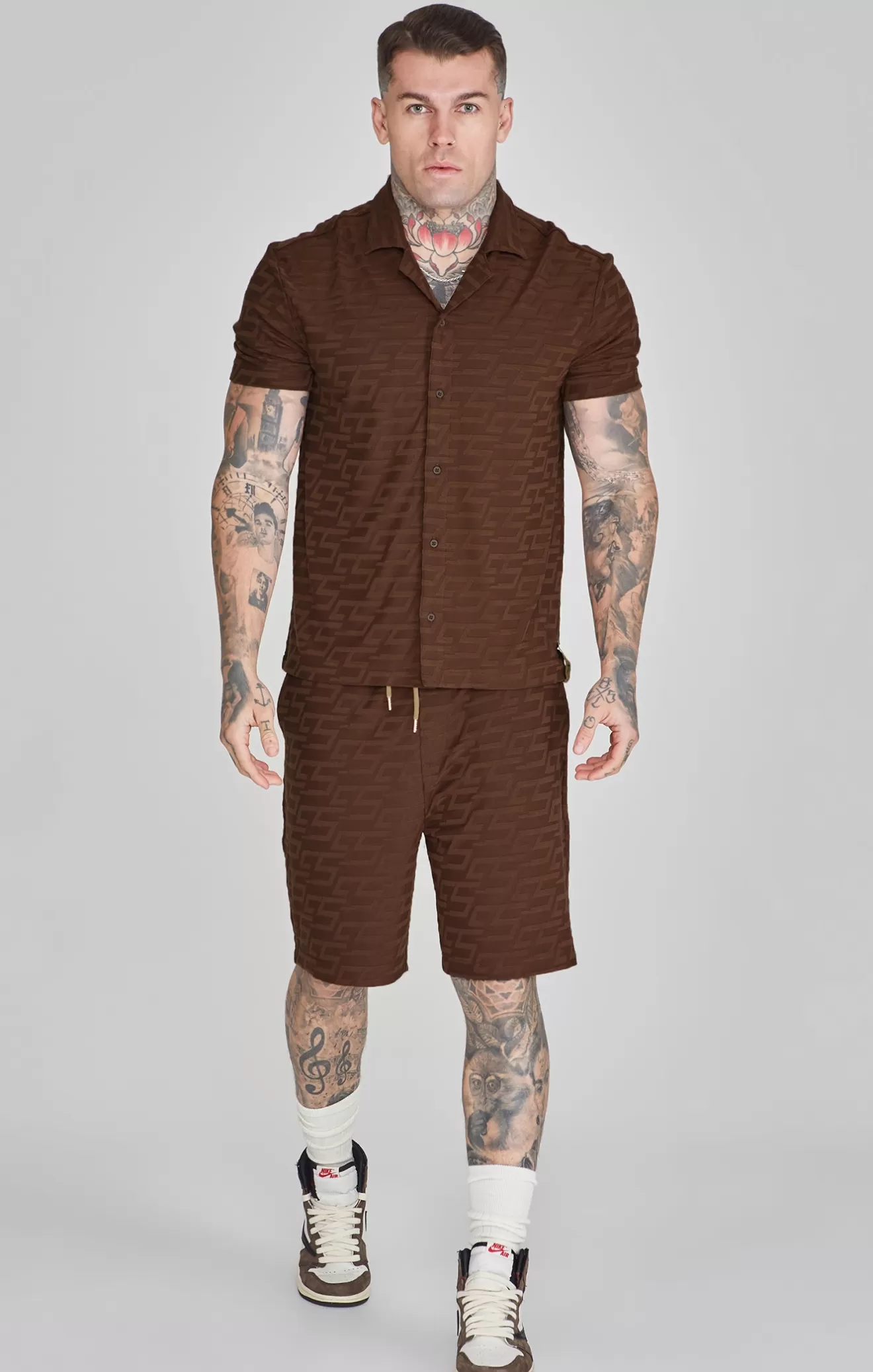 SikSilk Shirts^Brown Towelling Shirt