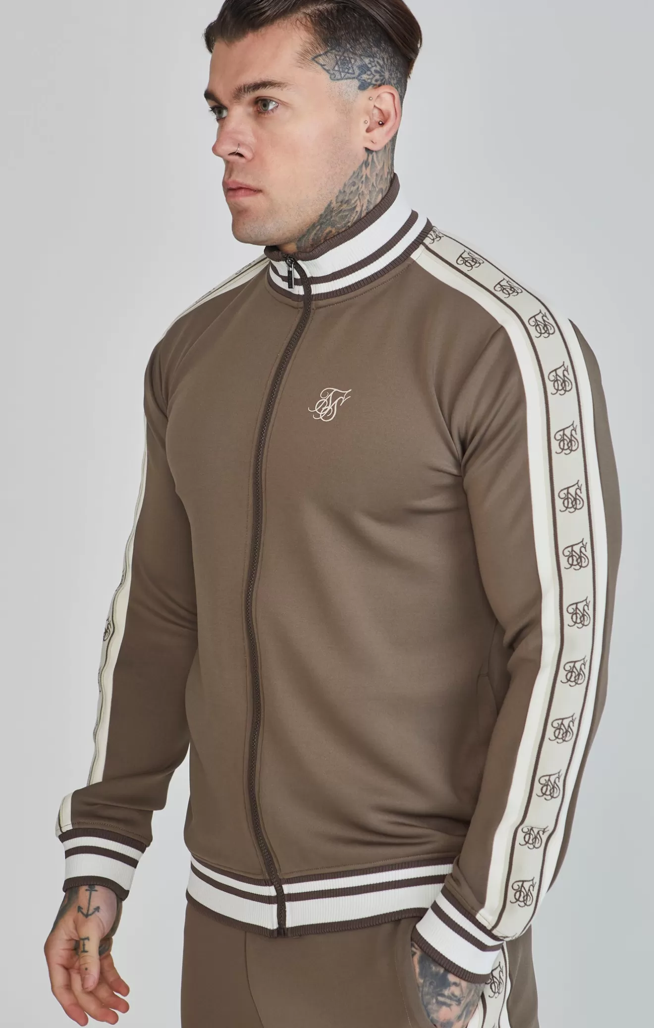 SikSilk Hoodies^Brown Track Top