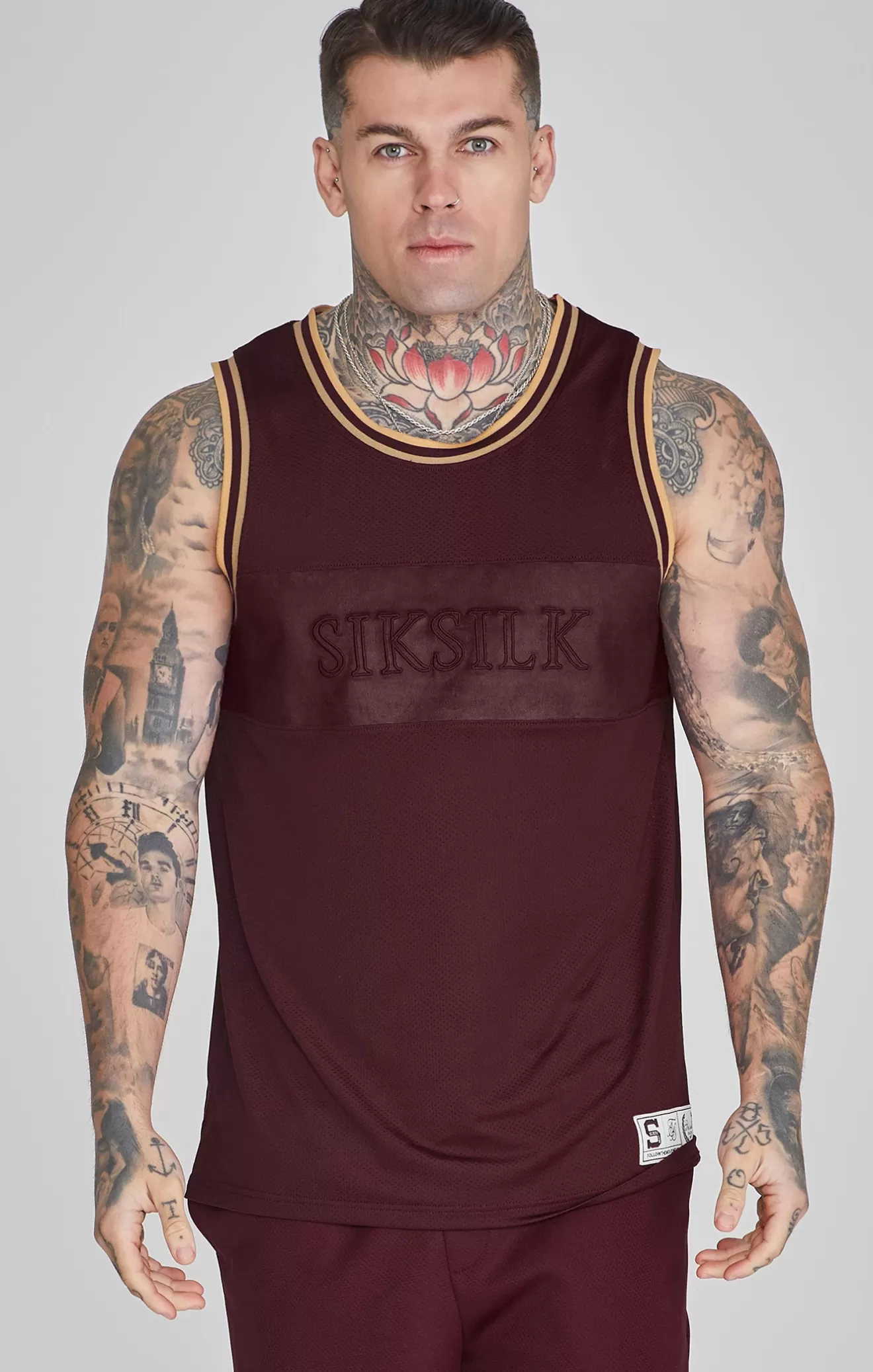 SikSilk Vests^Burgundy Basketball Vest