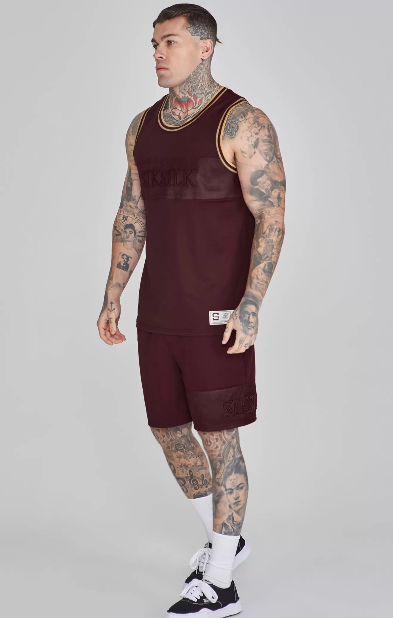 SikSilk Vests^Burgundy Basketball Vest