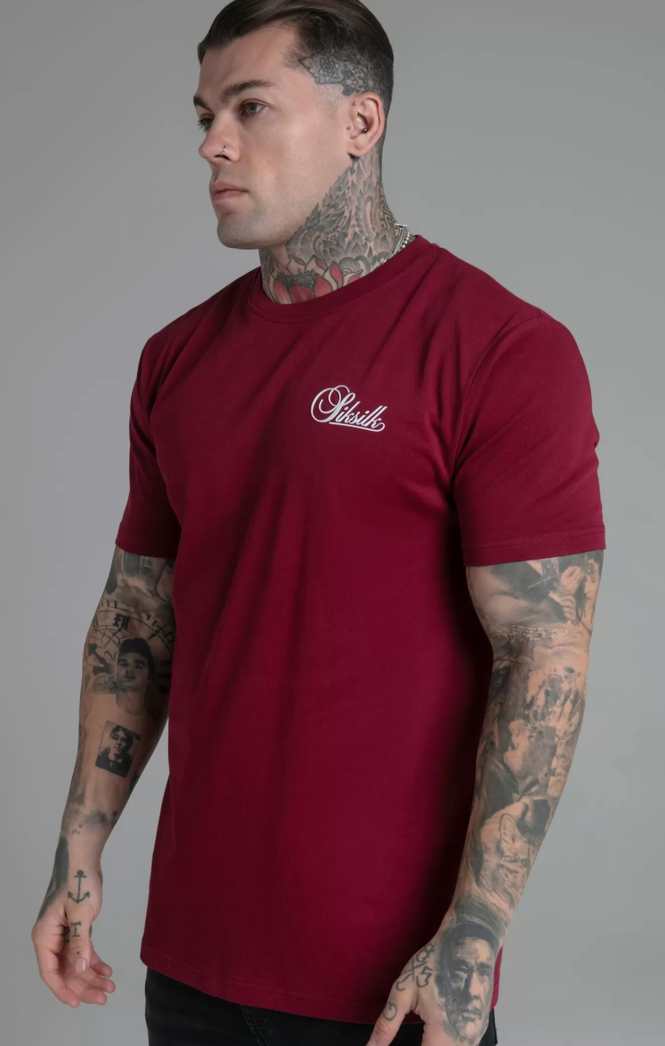 SikSilk T-Shirts^Burgundy Relaxed Fit T-Shirt