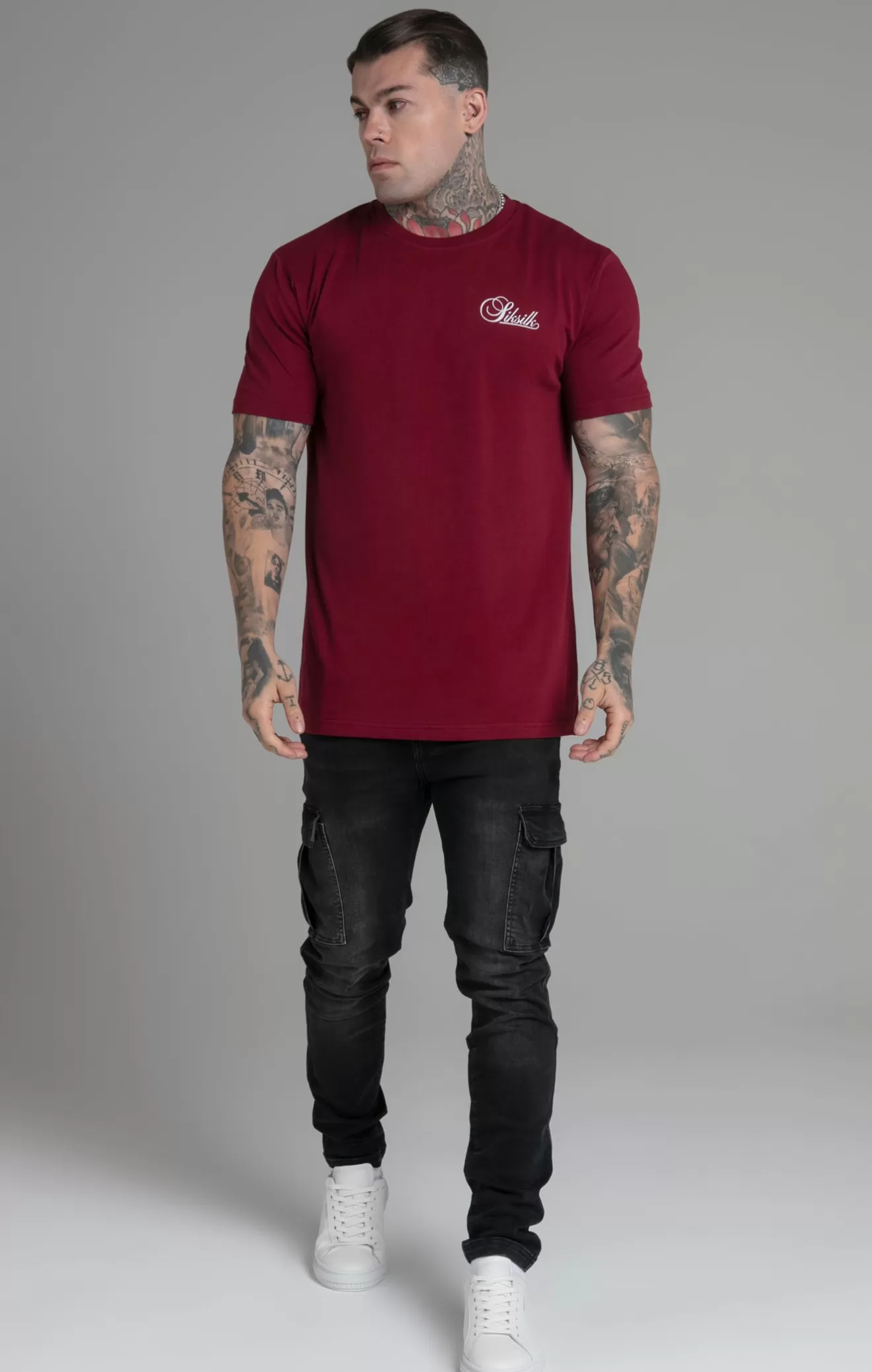 SikSilk T-Shirts^Burgundy Relaxed Fit T-Shirt