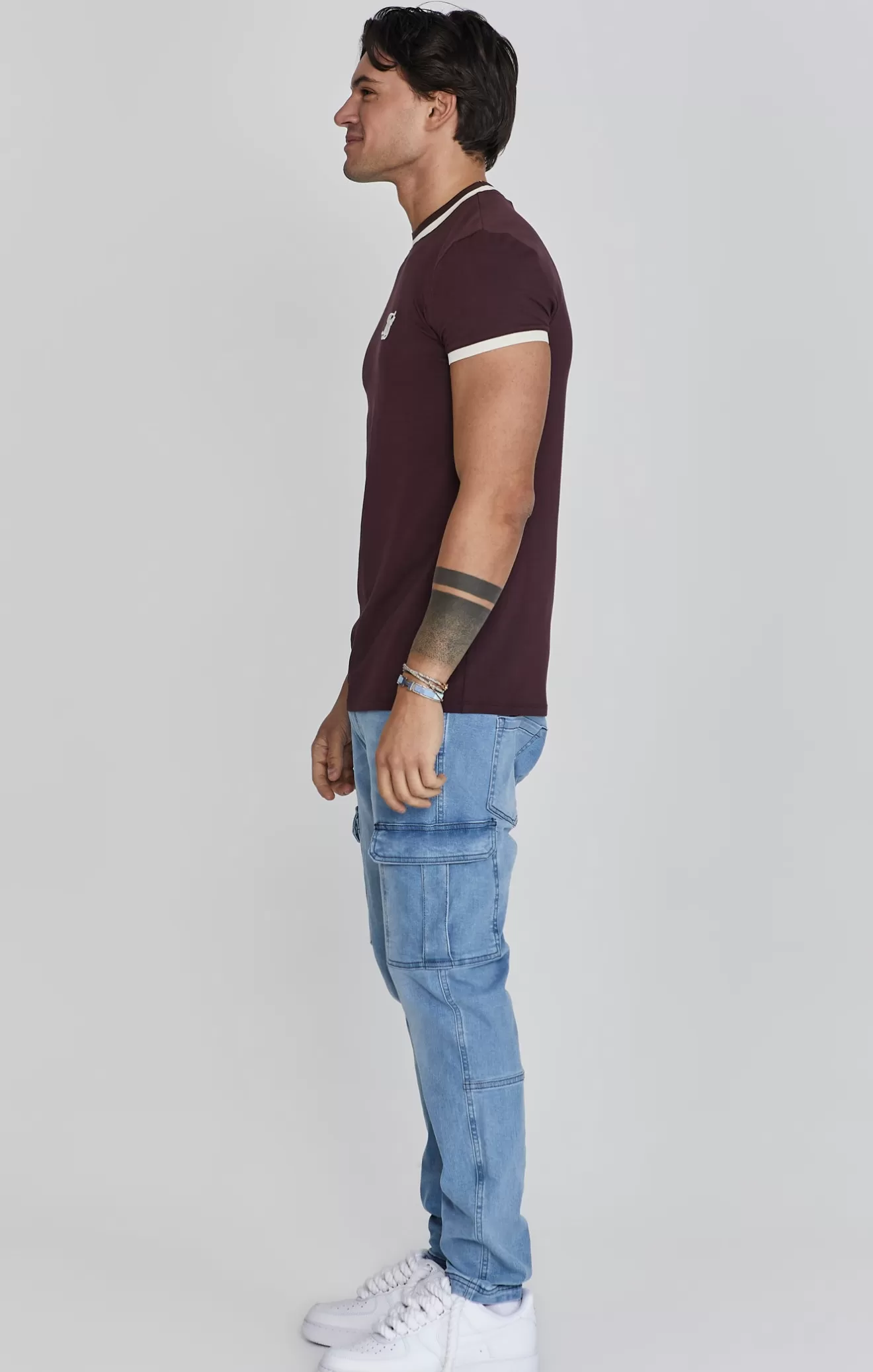 SikSilk T-Shirts^Burgundy Ringer T-Shirt