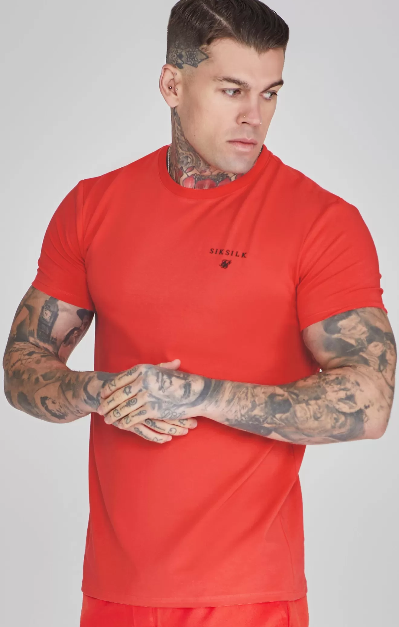 SikSilk T-Shirts^Coral Muscle Fit T-Shirt