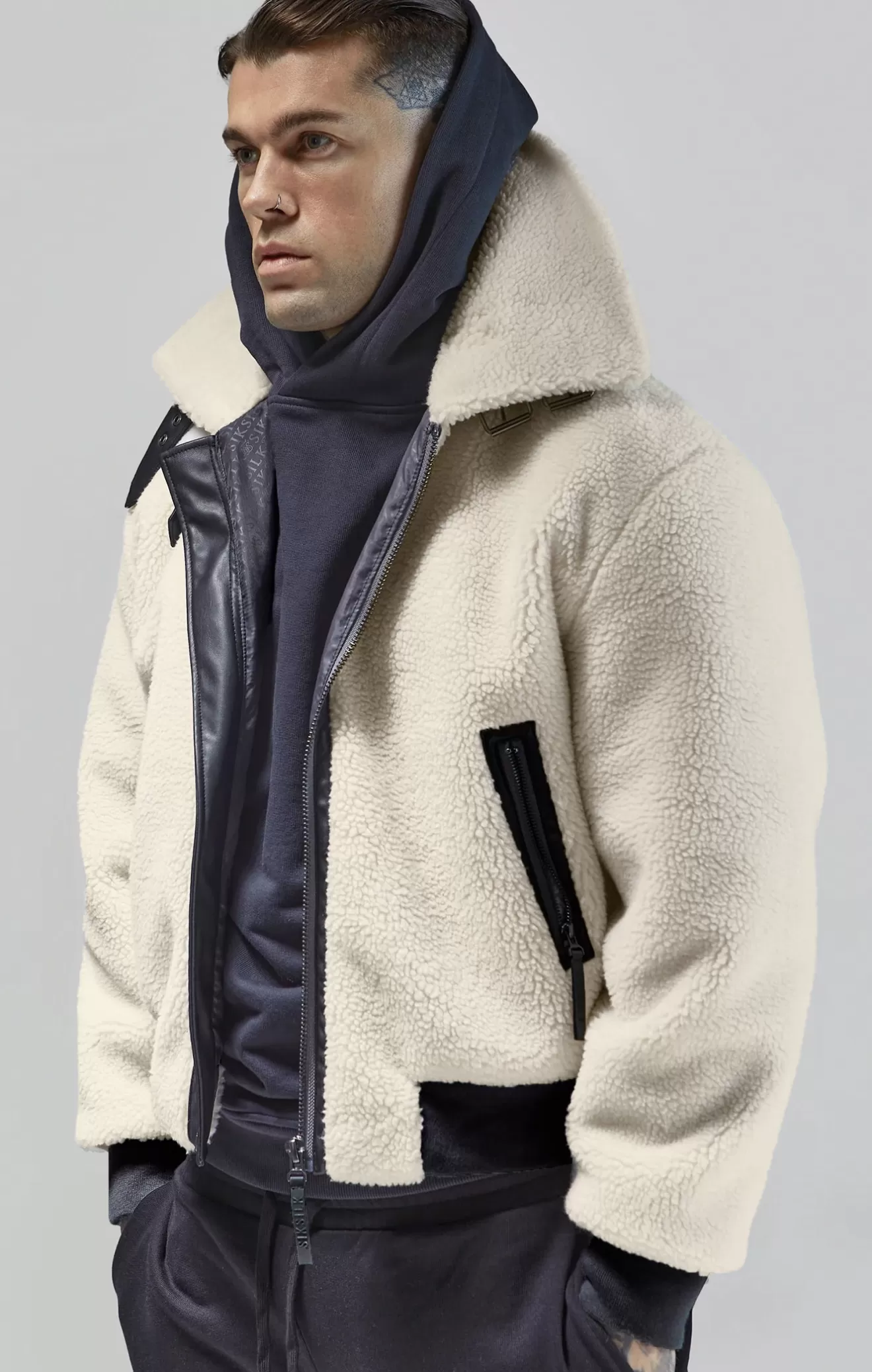 SikSilk Jackets^Ecru Bomber Jacket