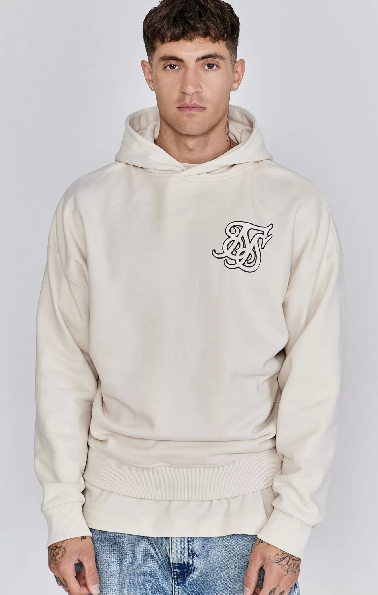 SikSilk Hoodies^Ecru Graphic Hoodie
