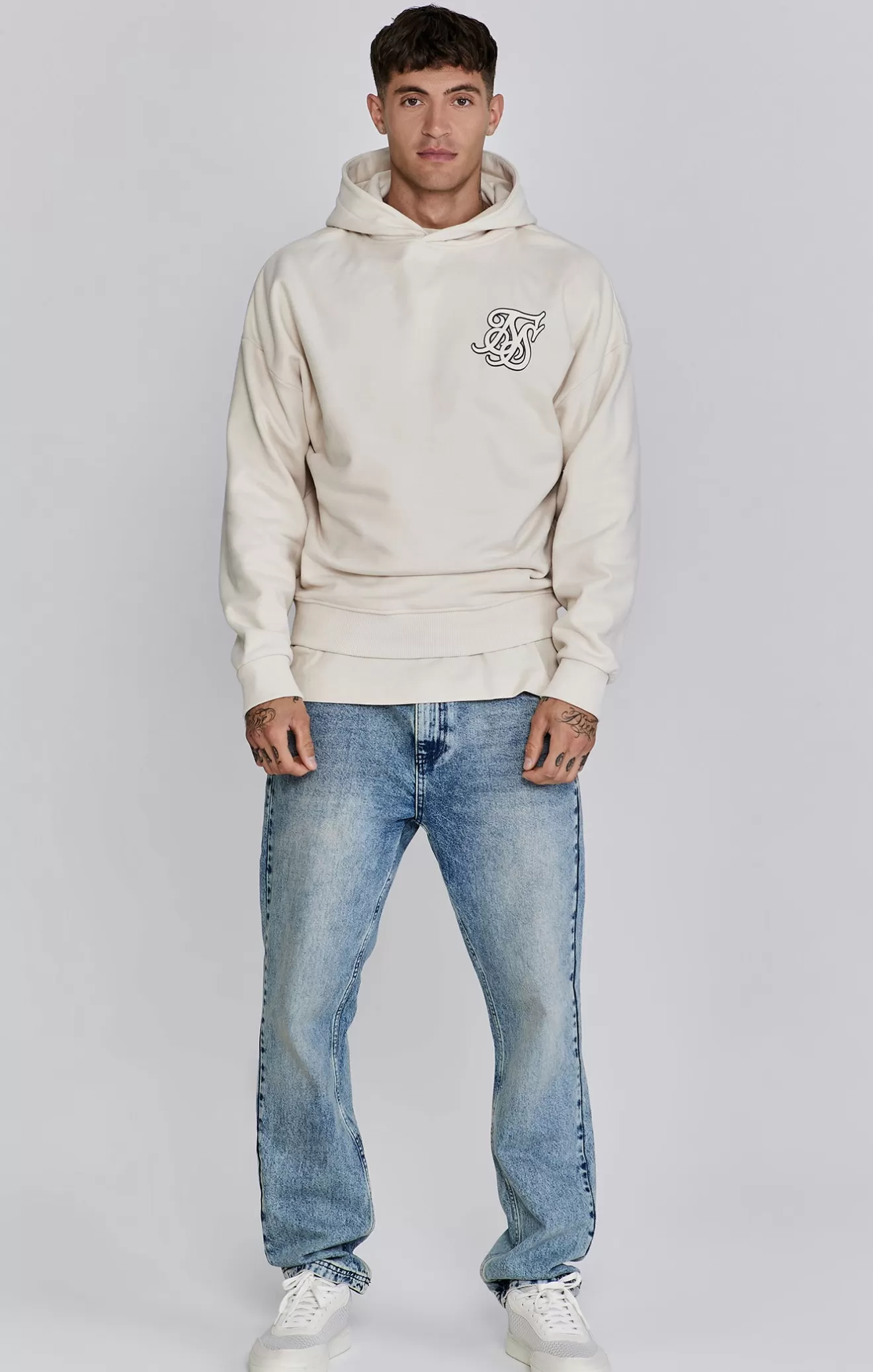 SikSilk Hoodies^Ecru Graphic Hoodie