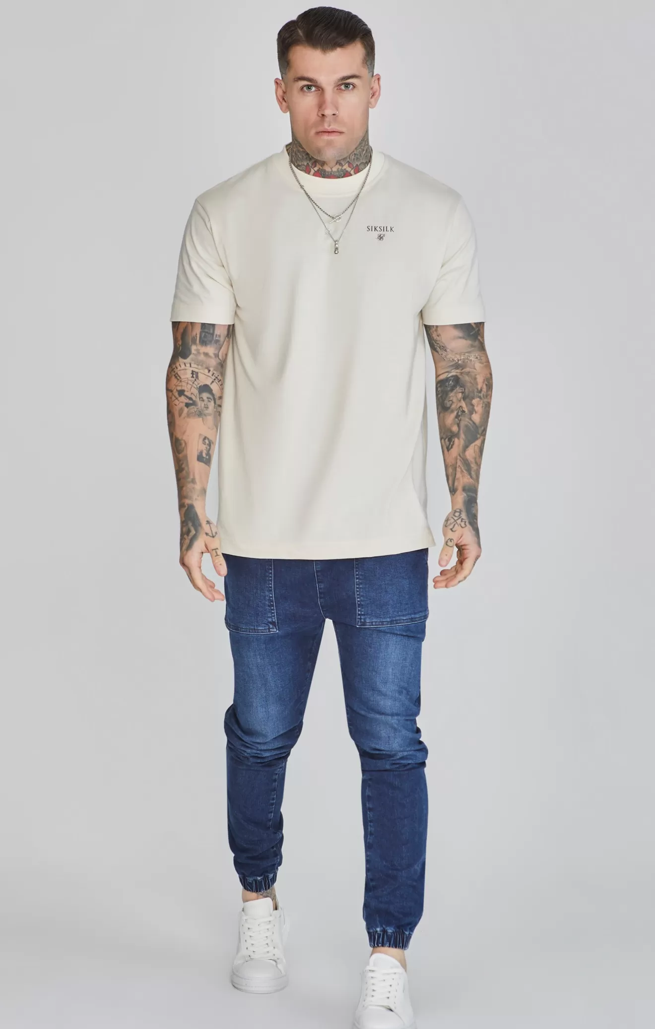 SikSilk T-Shirts^Ecru Graphic T-Shirt