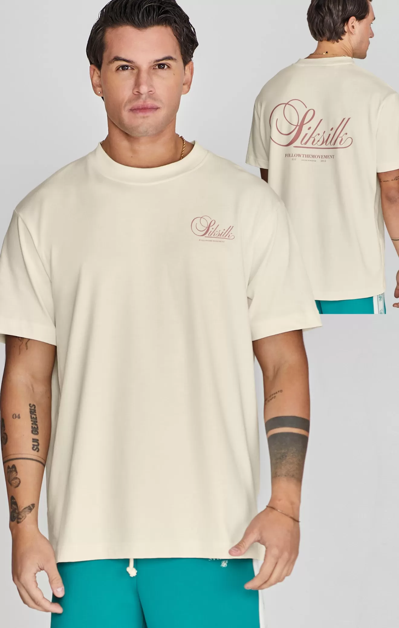 SikSilk T-Shirts^Ecru Graphic T-Shirt