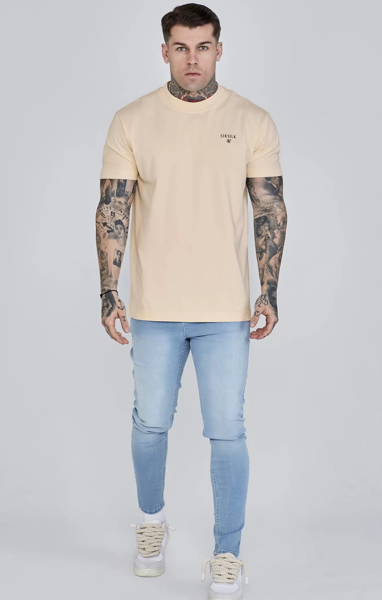 SikSilk T-Shirts^Ecru Graphic T-Shirt